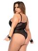Mapale Black Wet Look Body with Detachable Chain Cuffs, Black, hi-res
