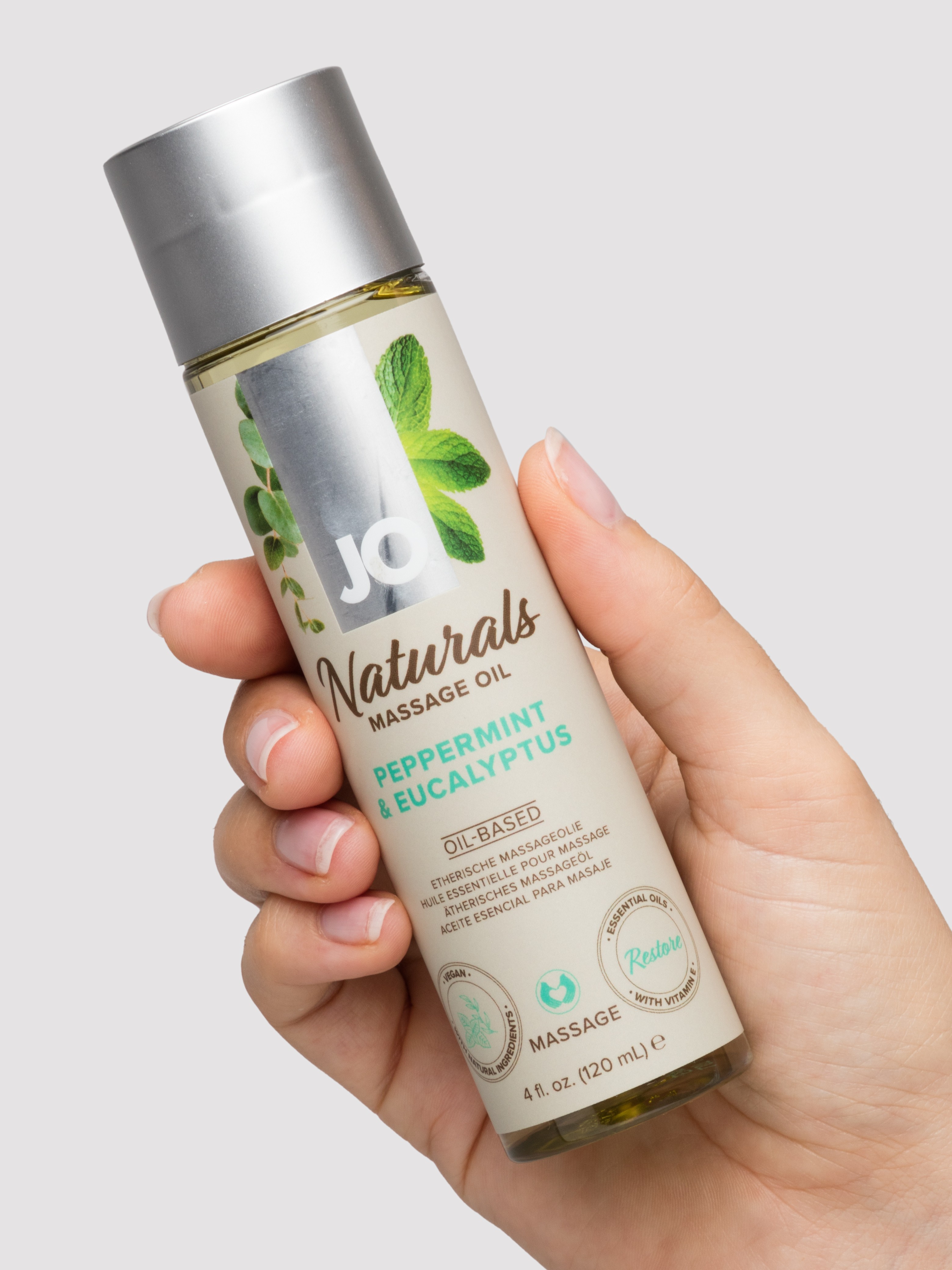 System JO Naturals Peppermint and Eucalyptus Massage Oil 120ml, , hi-res