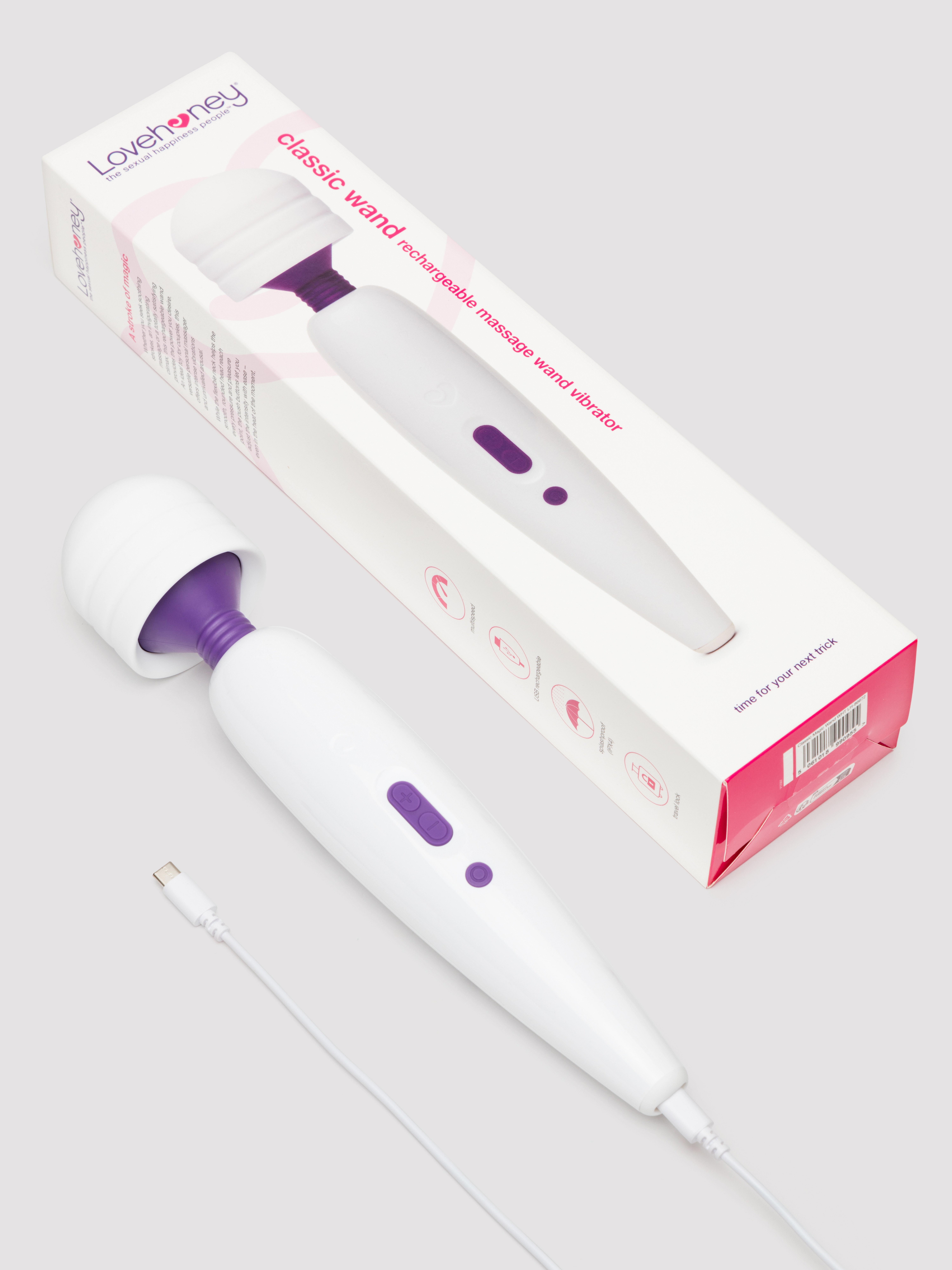 Lovehoney Classic Wand Rechargeable Extra Powerful Multispeed Wand Vibrator  , White, hi-res