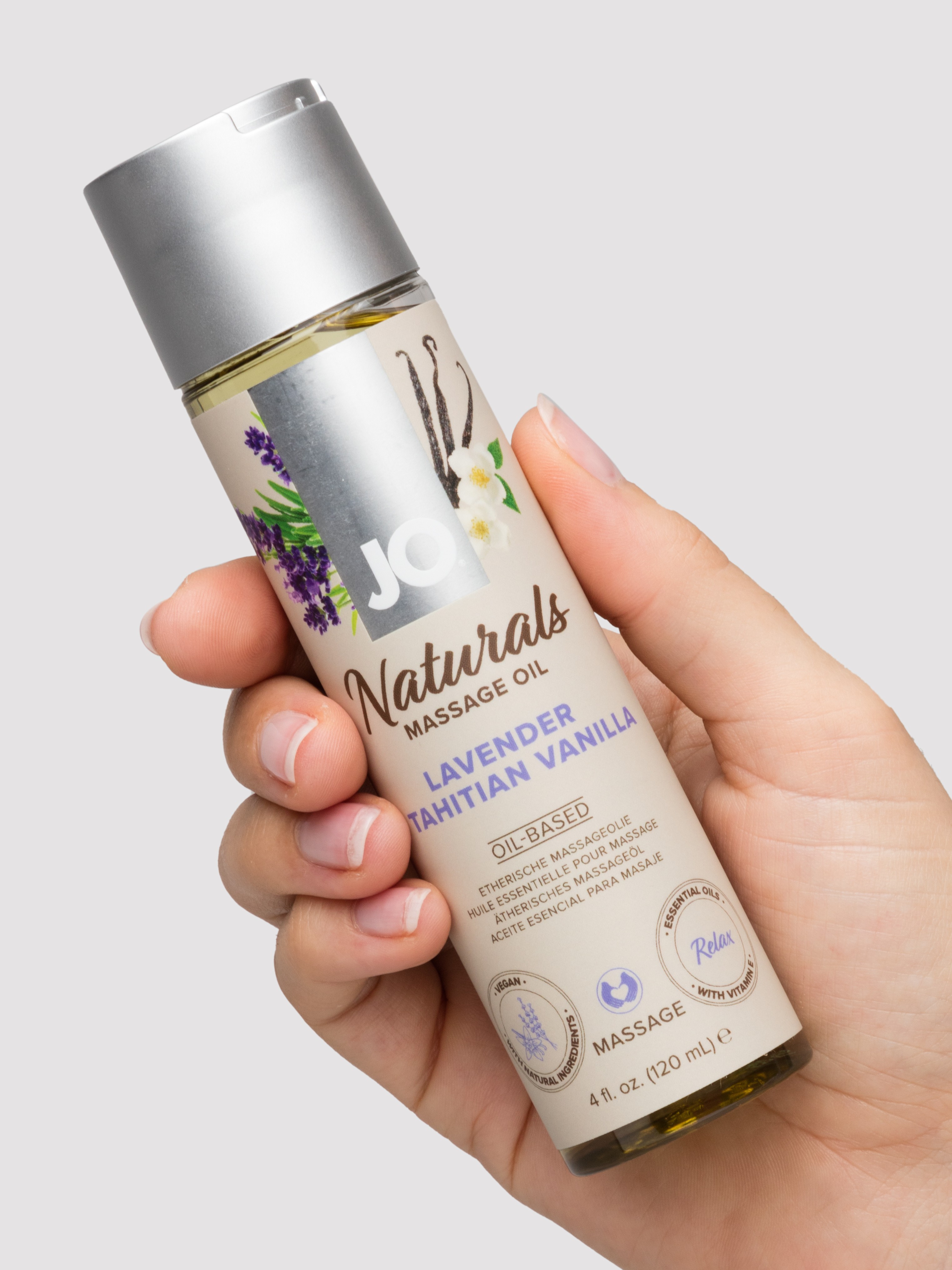 System JO Naturals Lavender and Tahitian Vanilla Massage Oil 120ml, , hi-res