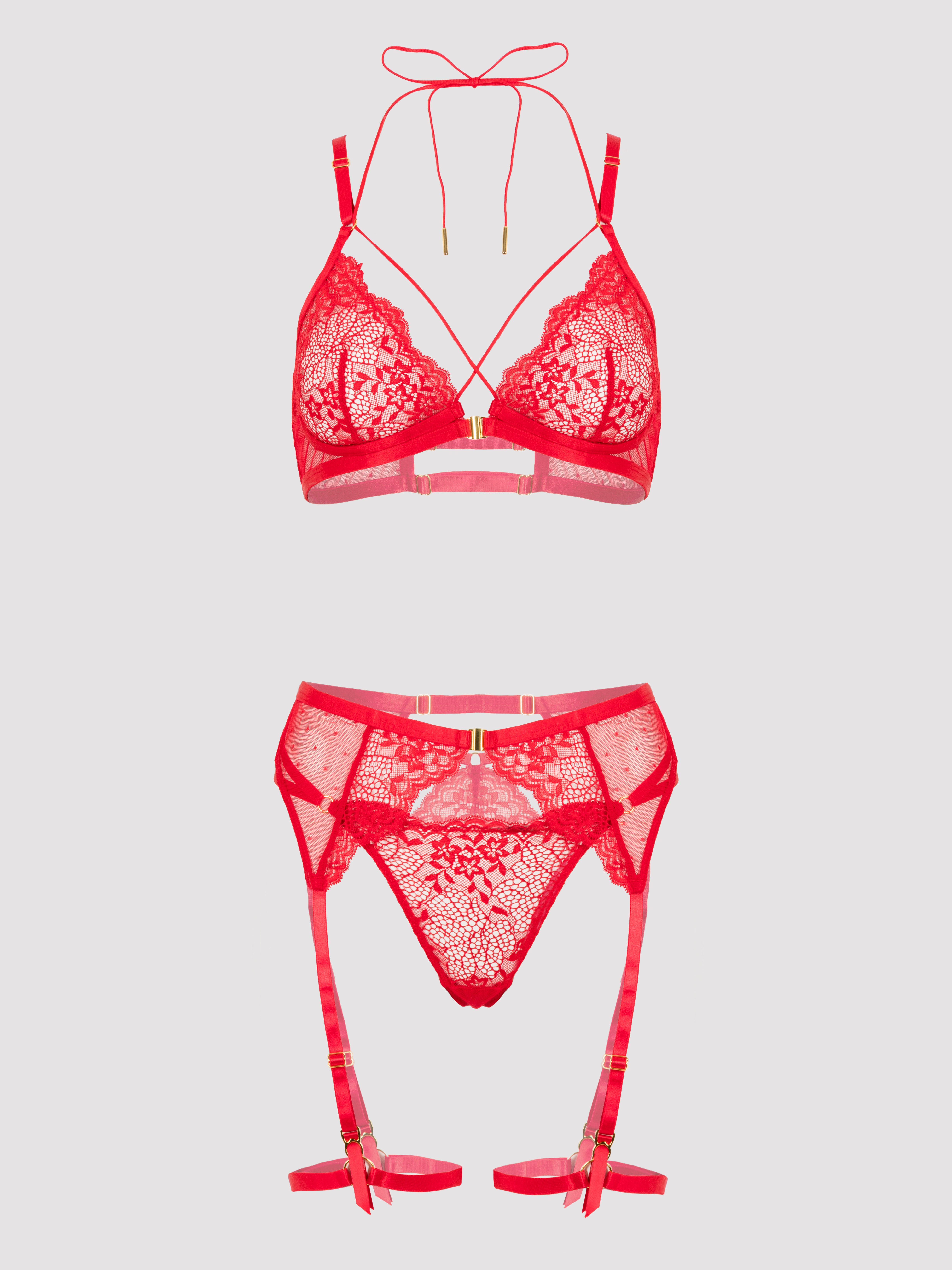 Lovehoney Midnight Dream Red Bra Set, Red, hi-res