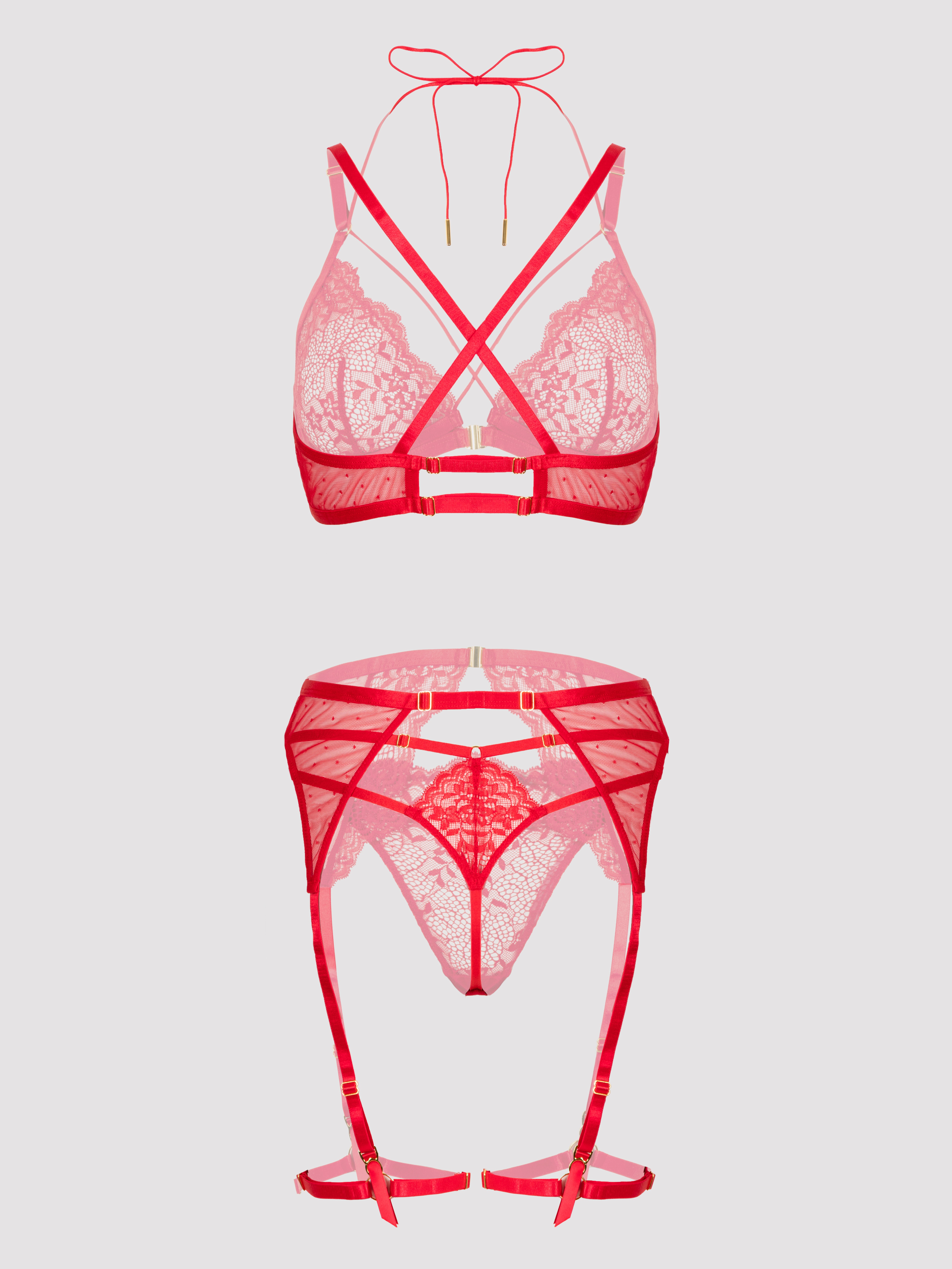 Lovehoney Midnight Dream Red Bra Set, Red, hi-res