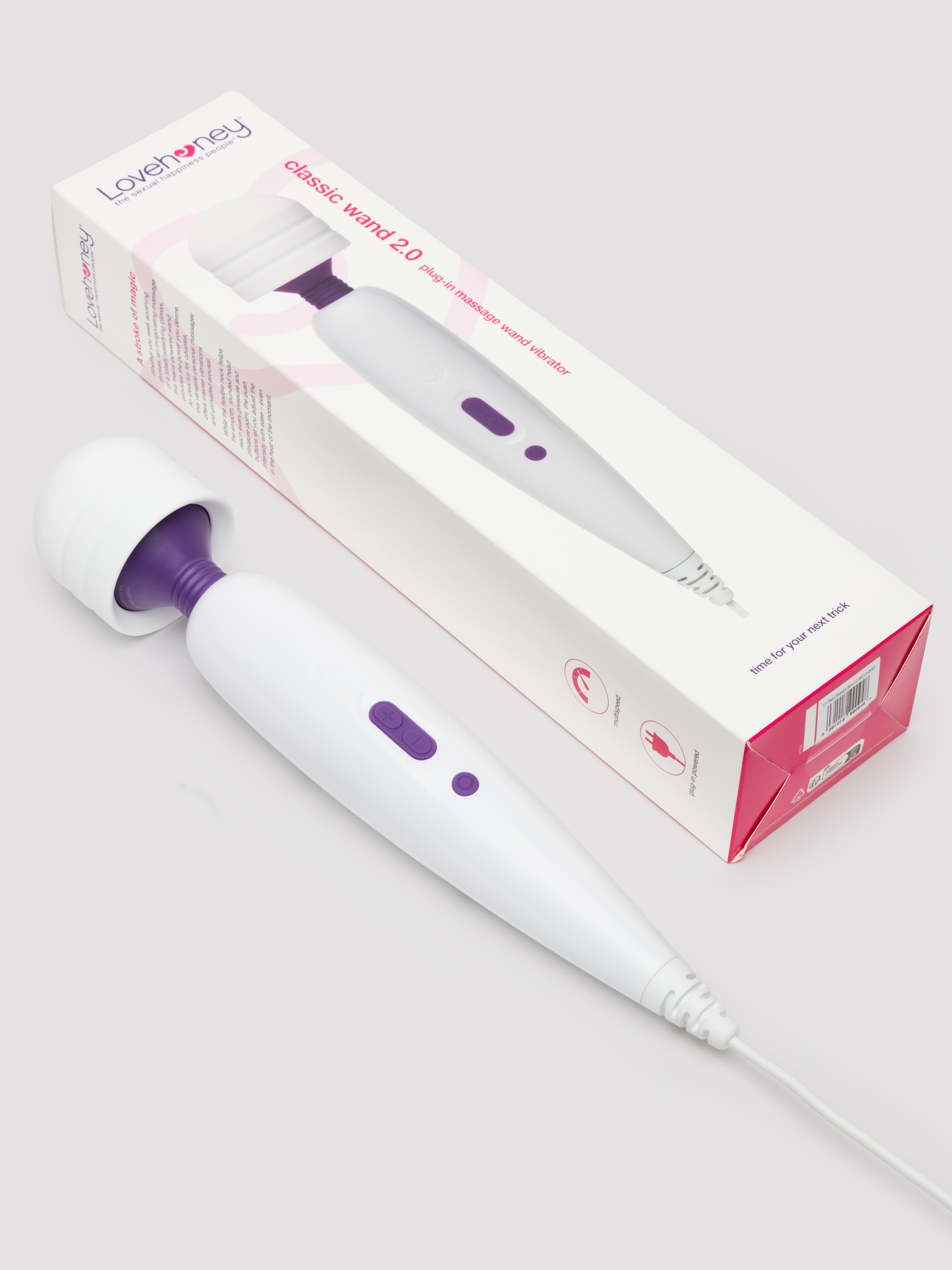 Lovehoney Classic Wand 2.0 Extra Powerful Multispeed Massage Vibrator, White, hi-res