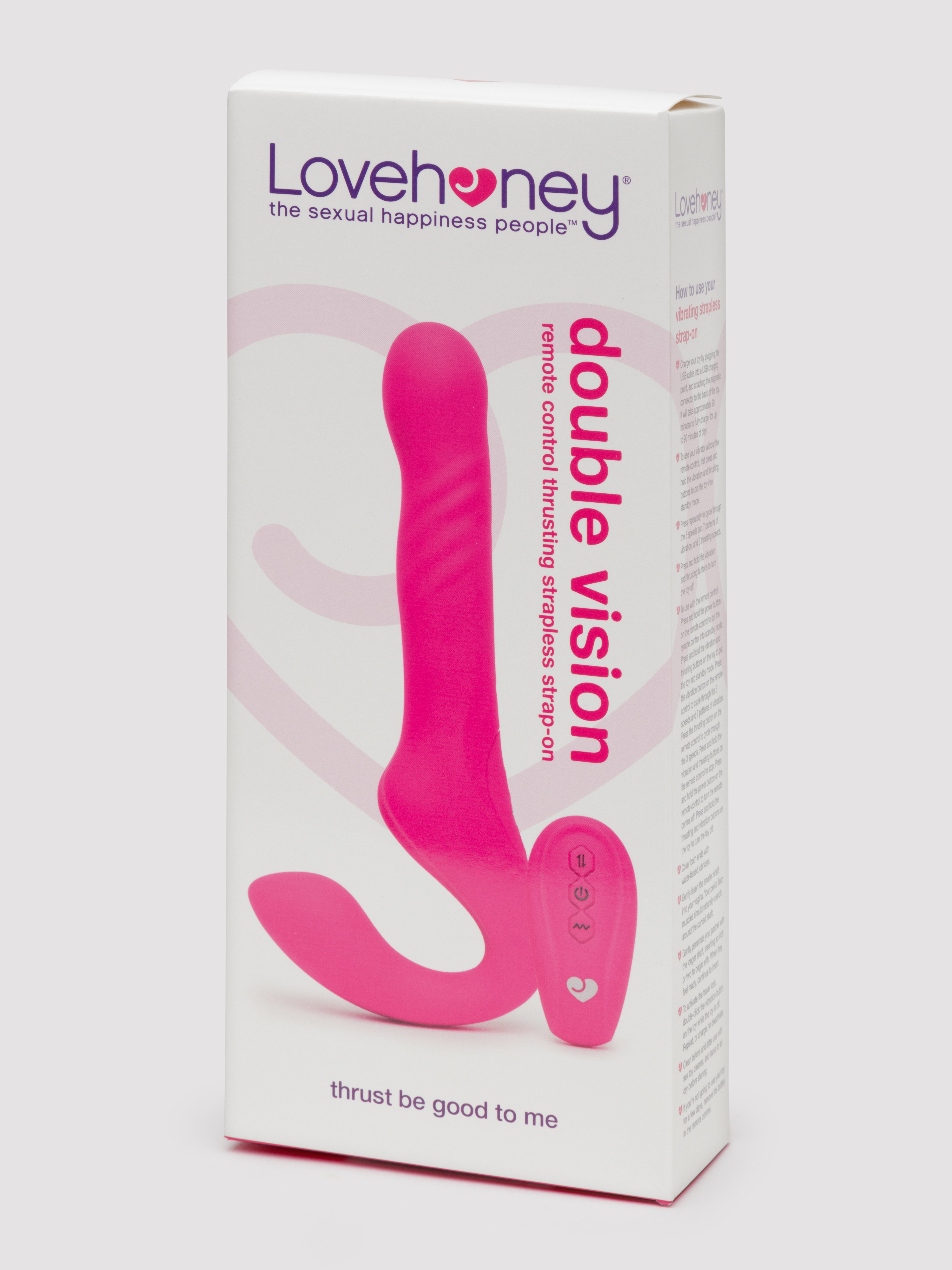 Lovehoney Double Vision Remote Control Thrusting Strapless Strap-on, Pink, hi-res