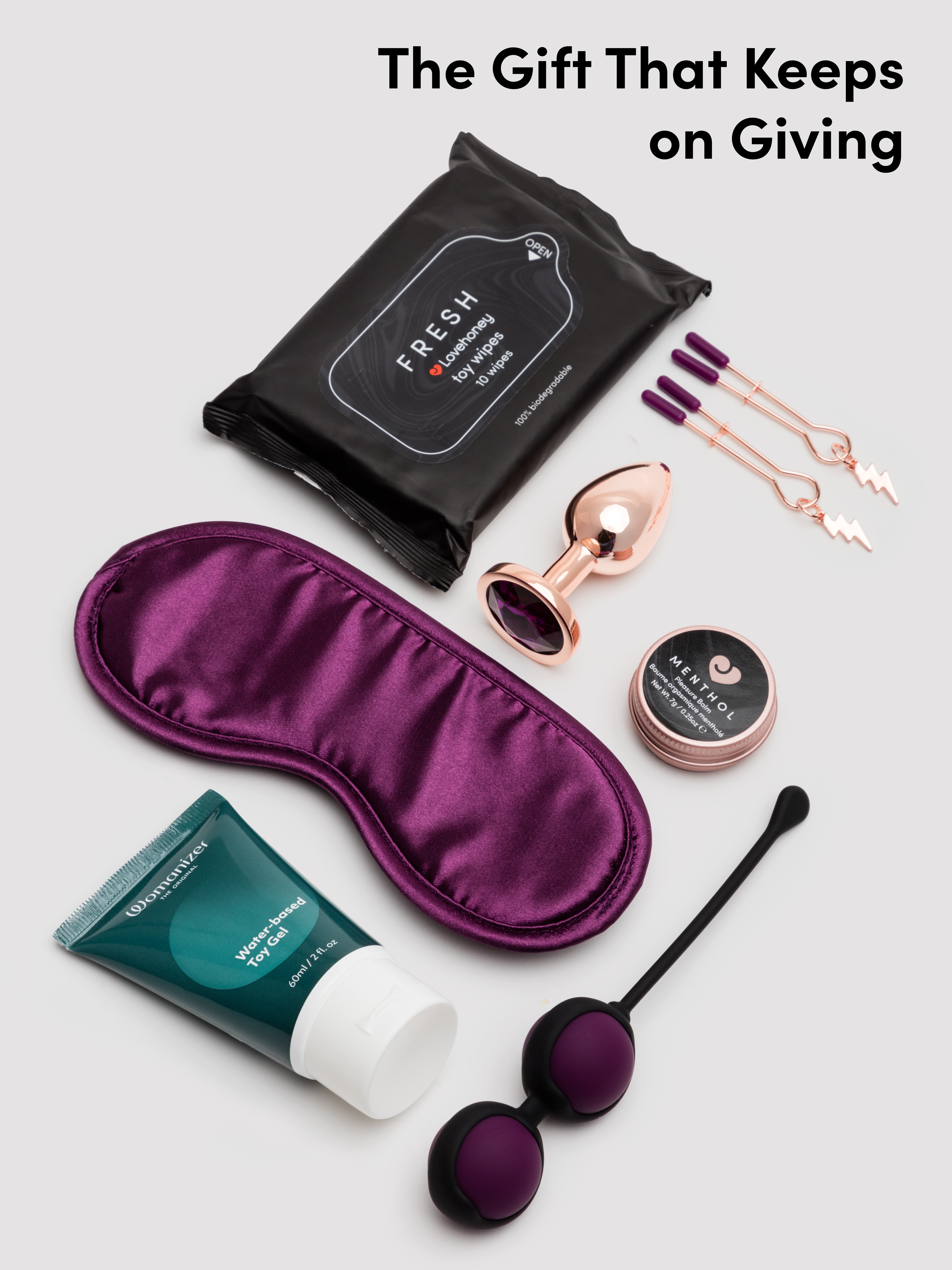 Lovehoney Indulge Sex Toy Gift Set (12 piece), Purple, hi-res