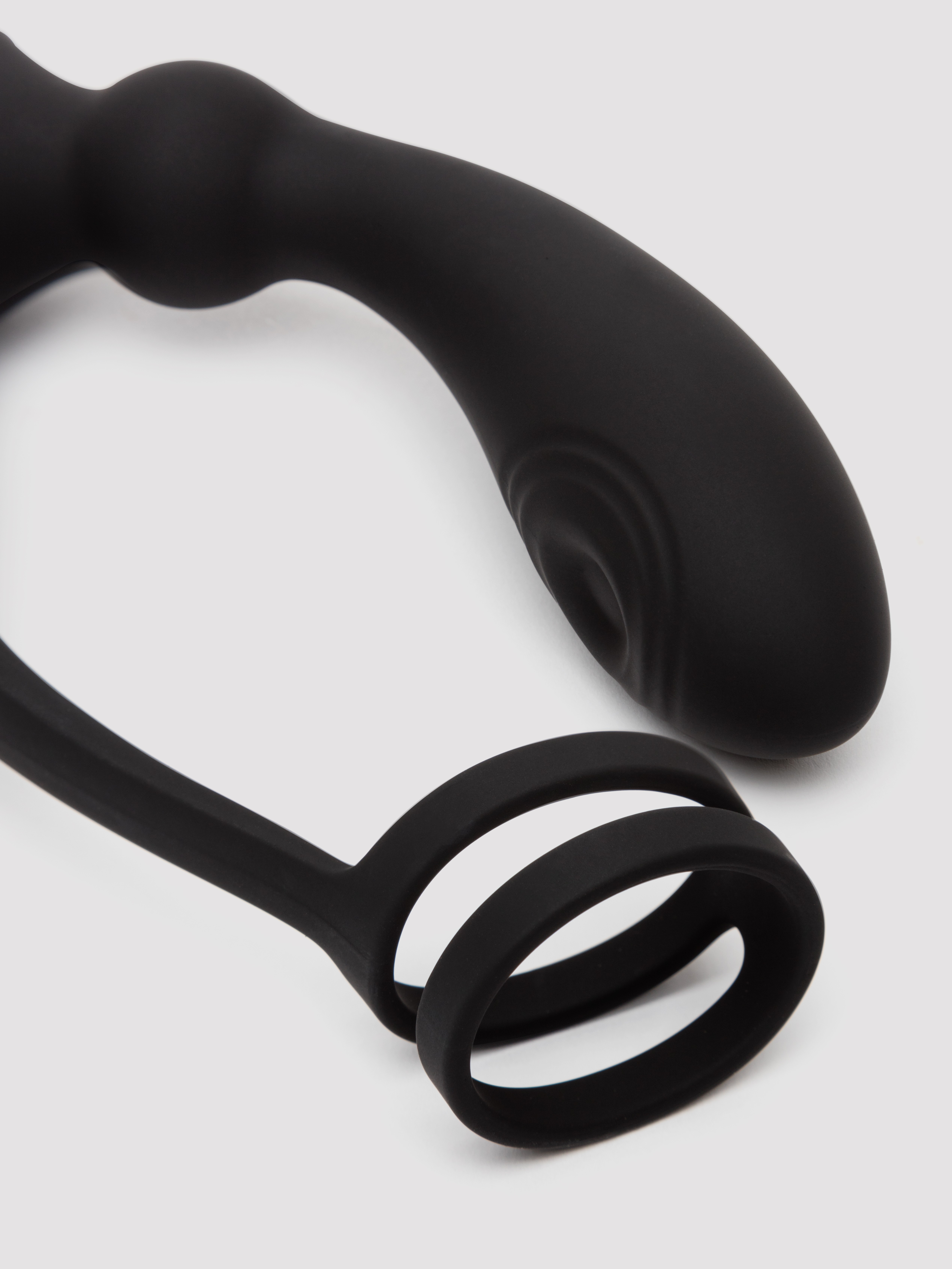 Lovehoney Remote-Control Pleasure Pulse Pulsing Prostate Massager with Double Cock Ring, Black, hi-res