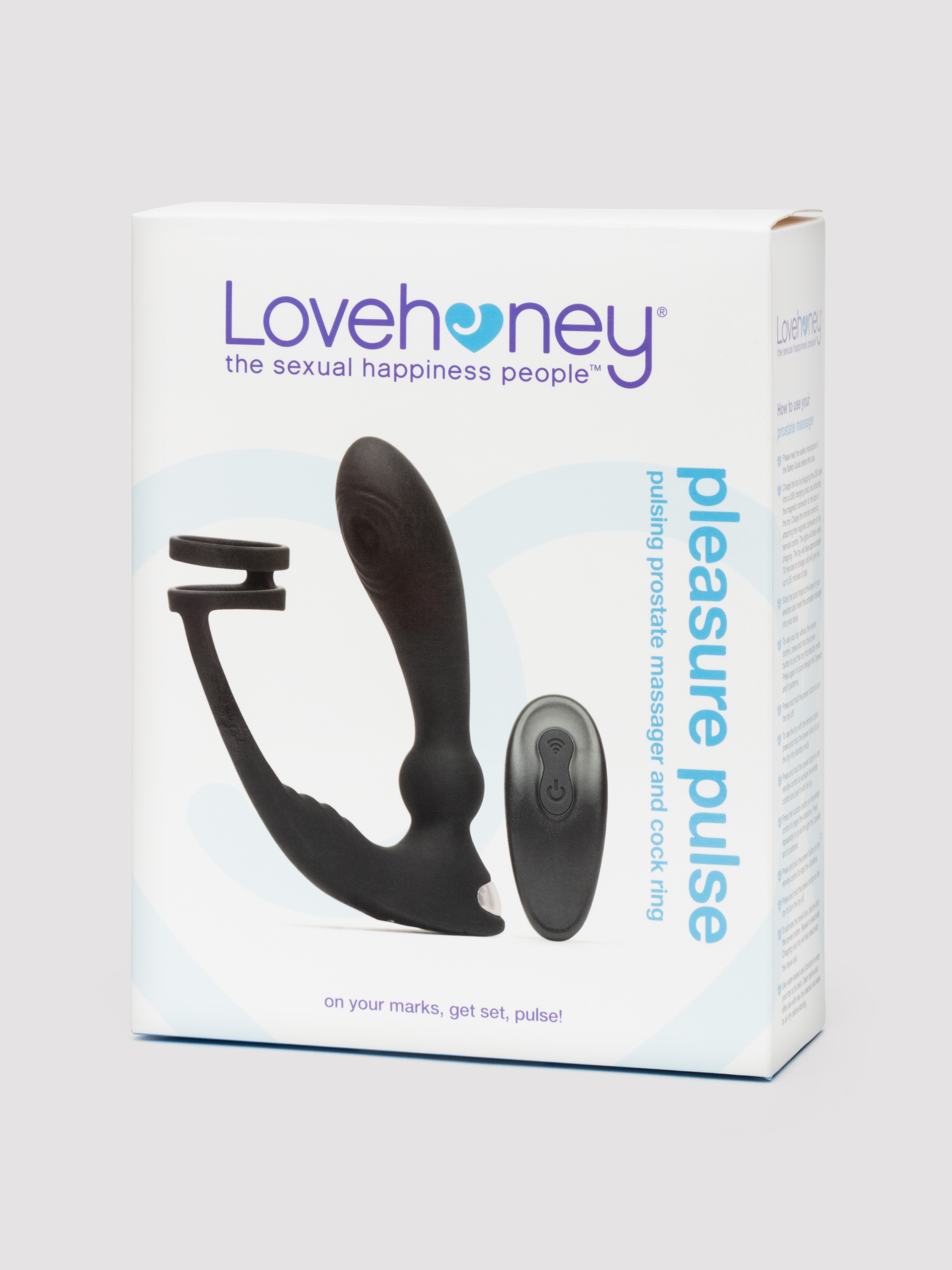 Lovehoney Remote-Control Pleasure Pulse Pulsing Prostate Massager with Double Cock Ring, Black, hi-res