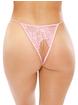 Fantasy Lingerie Bottoms Up Pink Lace Crotchless Pearl Thong, Pink, hi-res