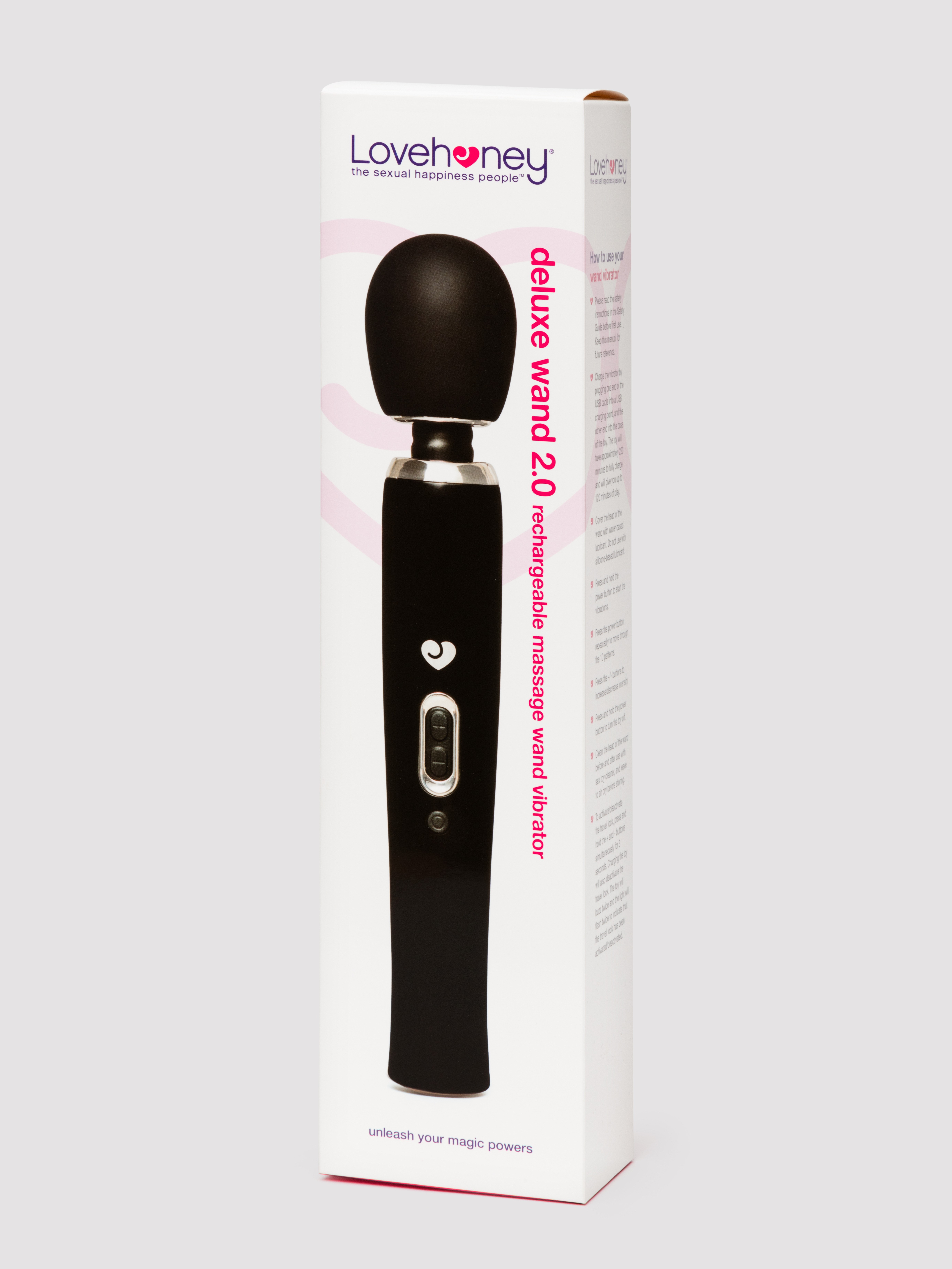 Lovehoney Deluxe Extra Powerful Rechargeable Wand Vibrator 2.0, Black, hi-res