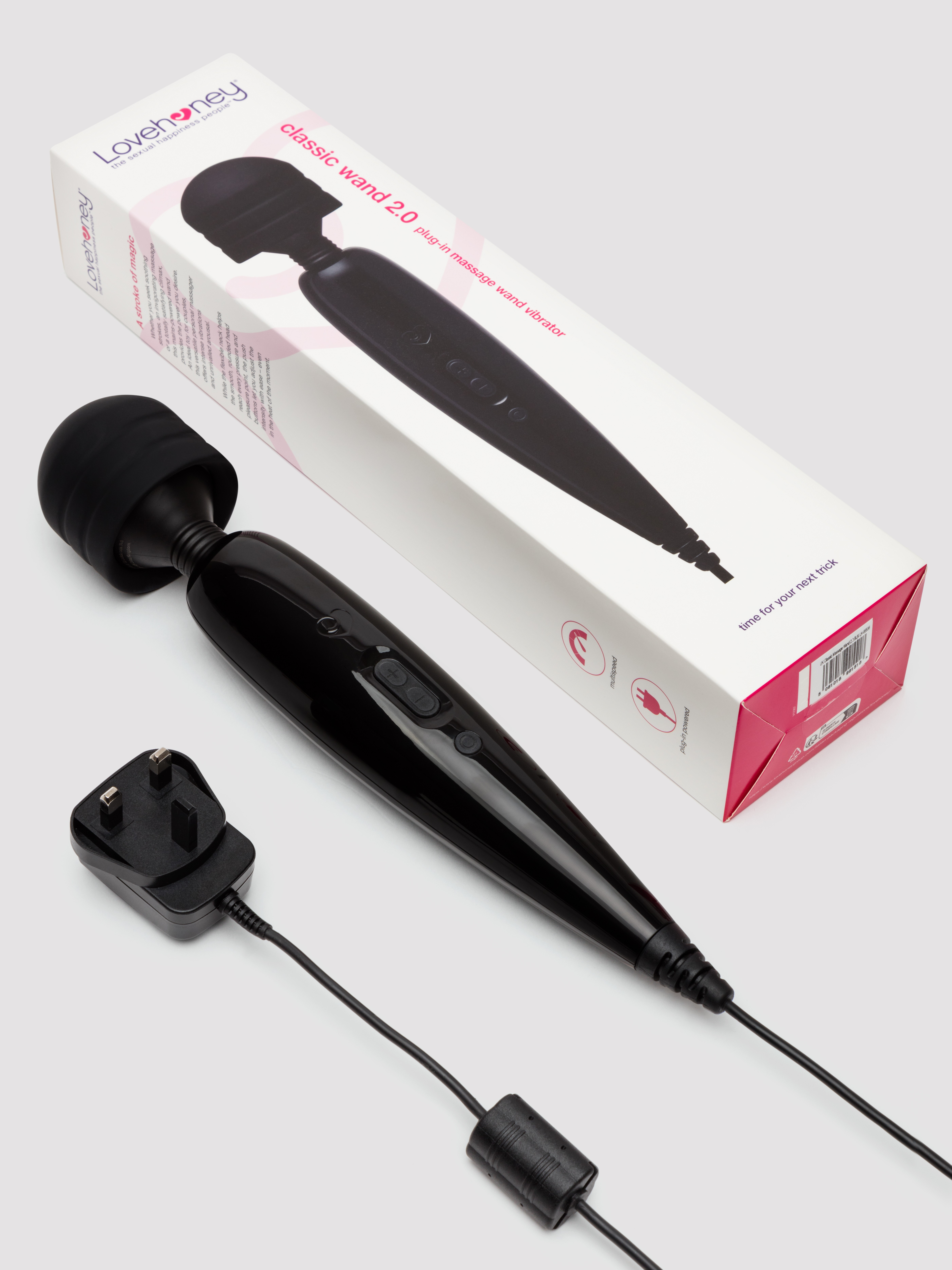 Lovehoney Classic Wand 2.0 Extra Powerful Multispeed Massage Vibrator, Black, hi-res