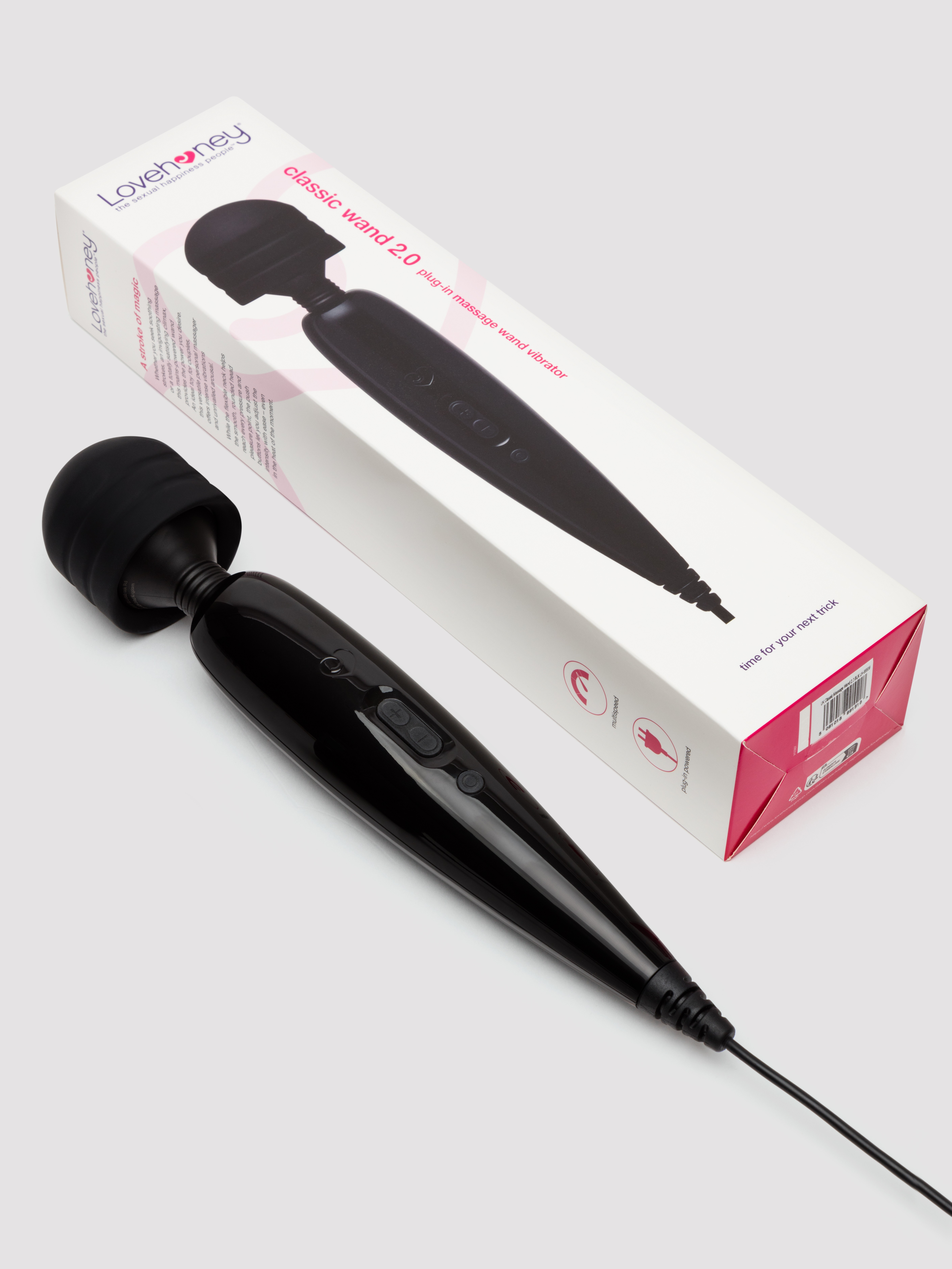 Lovehoney Classic Wand 2.0 Extra Powerful Multispeed Massage Vibrator, Black, hi-res