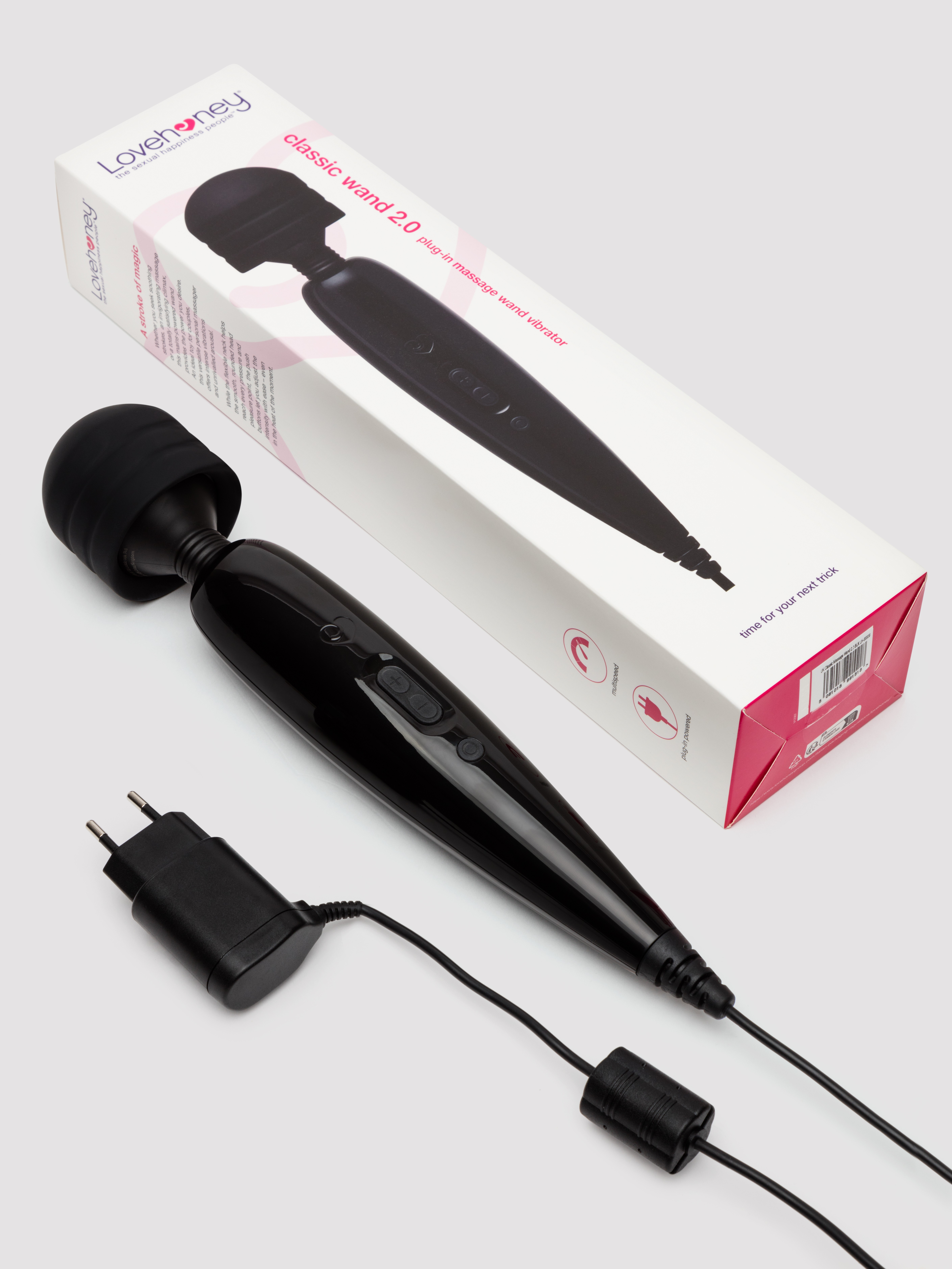 Lovehoney Classic Wand 2.0 Extra Powerful Multispeed Massage Vibrator, Black, hi-res