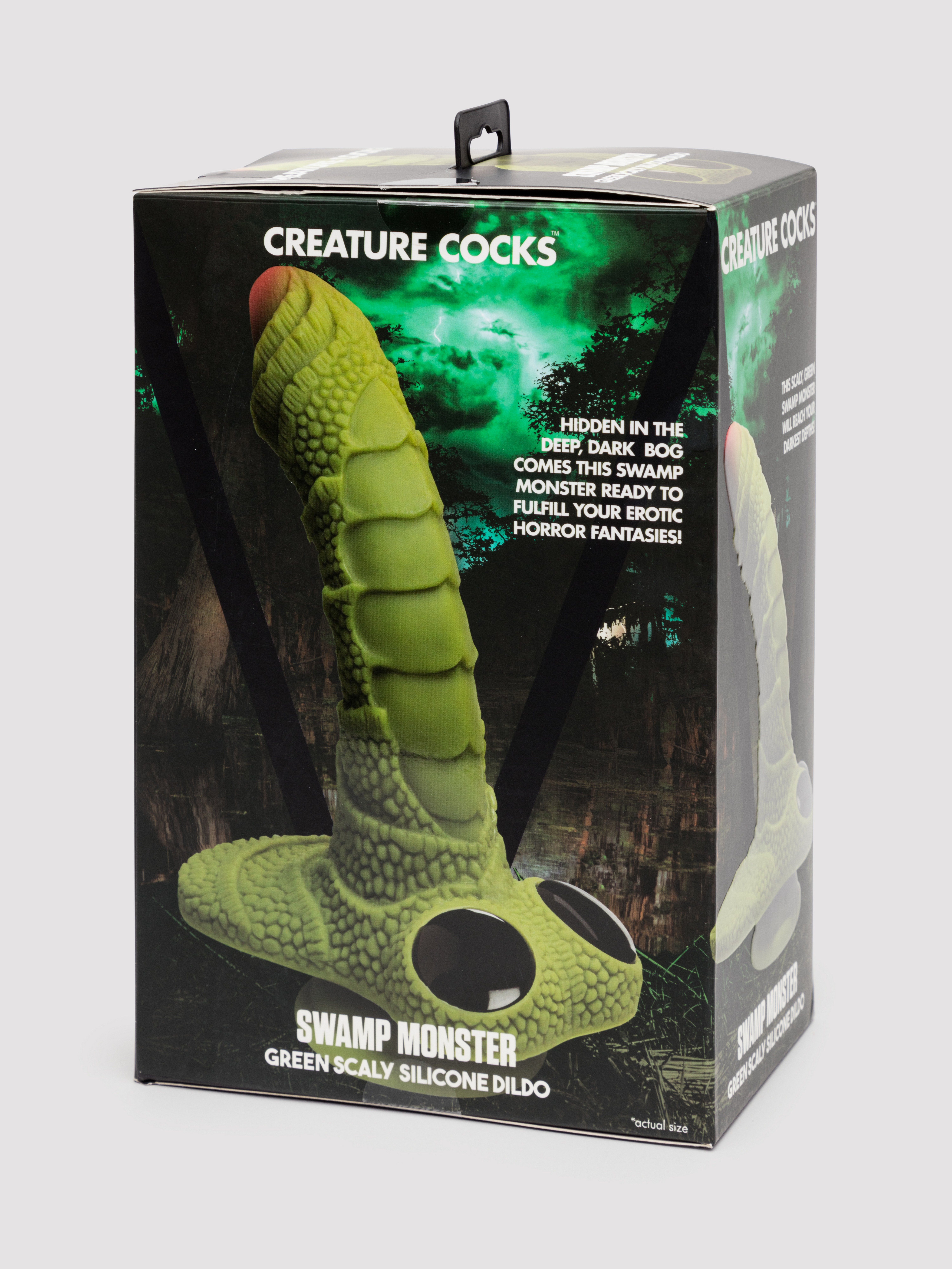 Creature Cock Swamp Monster Silicone Scaly Dildo, Green, hi-res