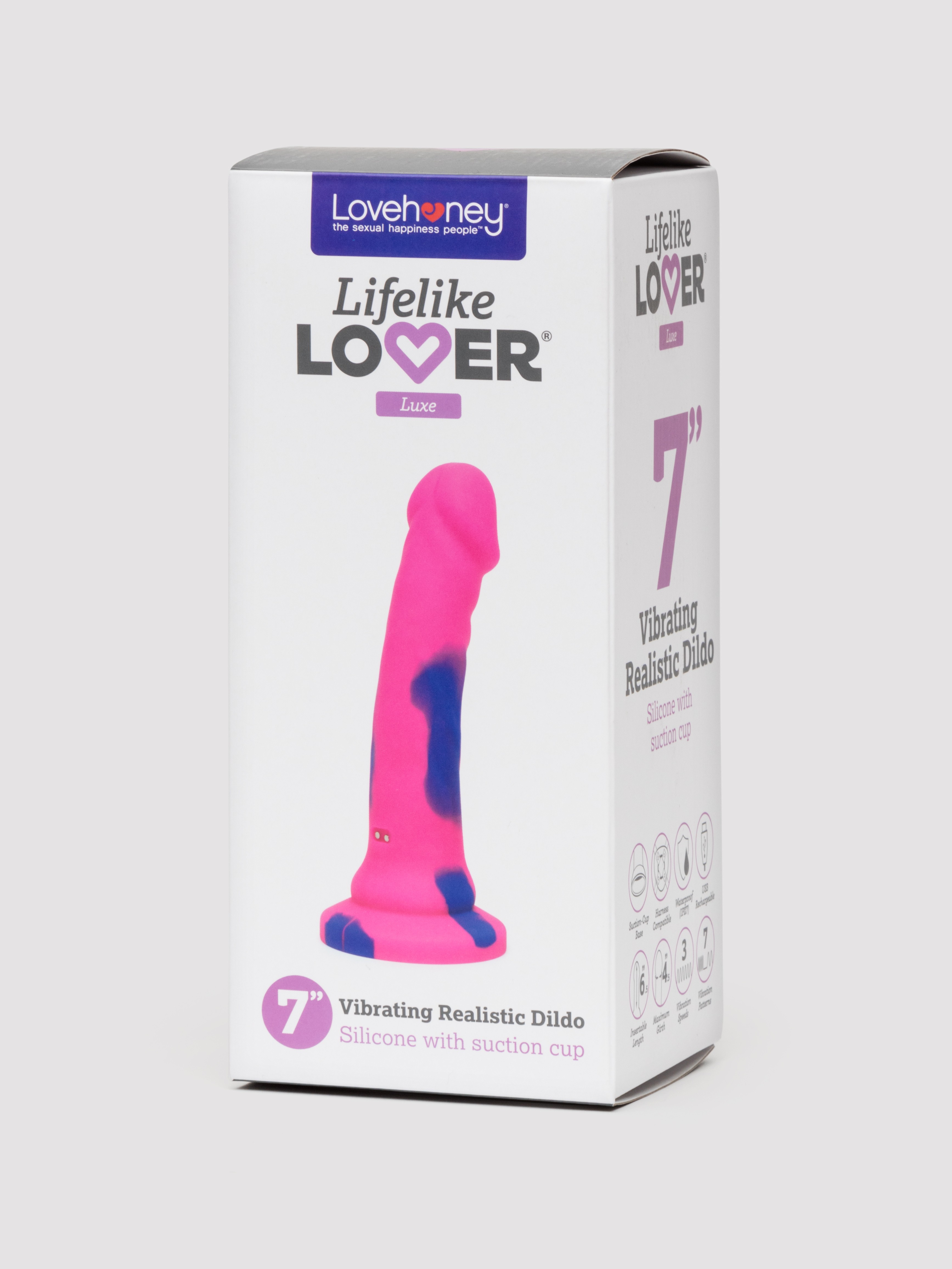 Lifelike Lover Luxe Realistic Multicoloured Silicone Vibrating Dildo 7 Inch, Pink, hi-res