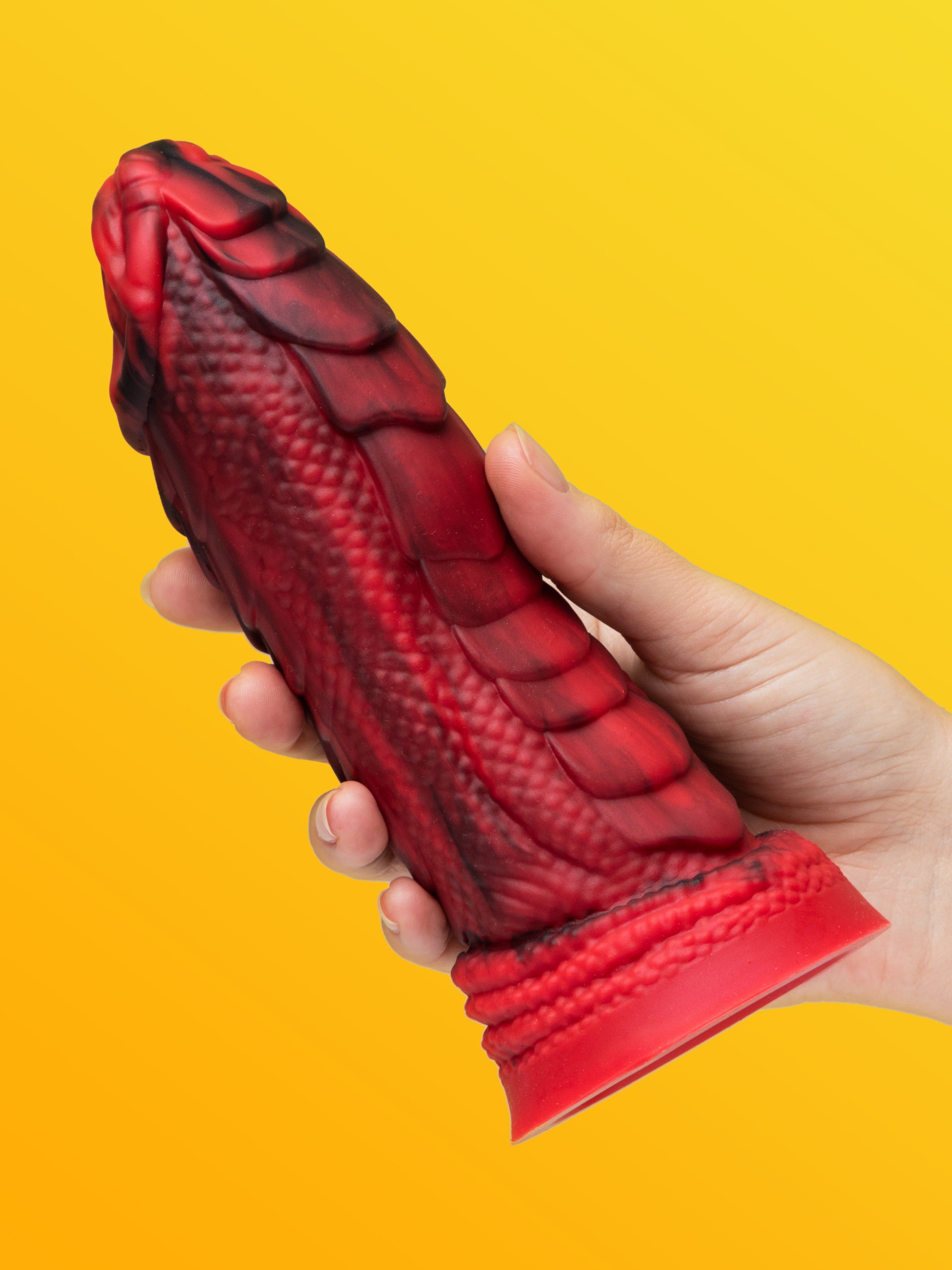 Lovehoney Pleasure Quest Girthy Fire Dragon Dildo, Red, hi-res