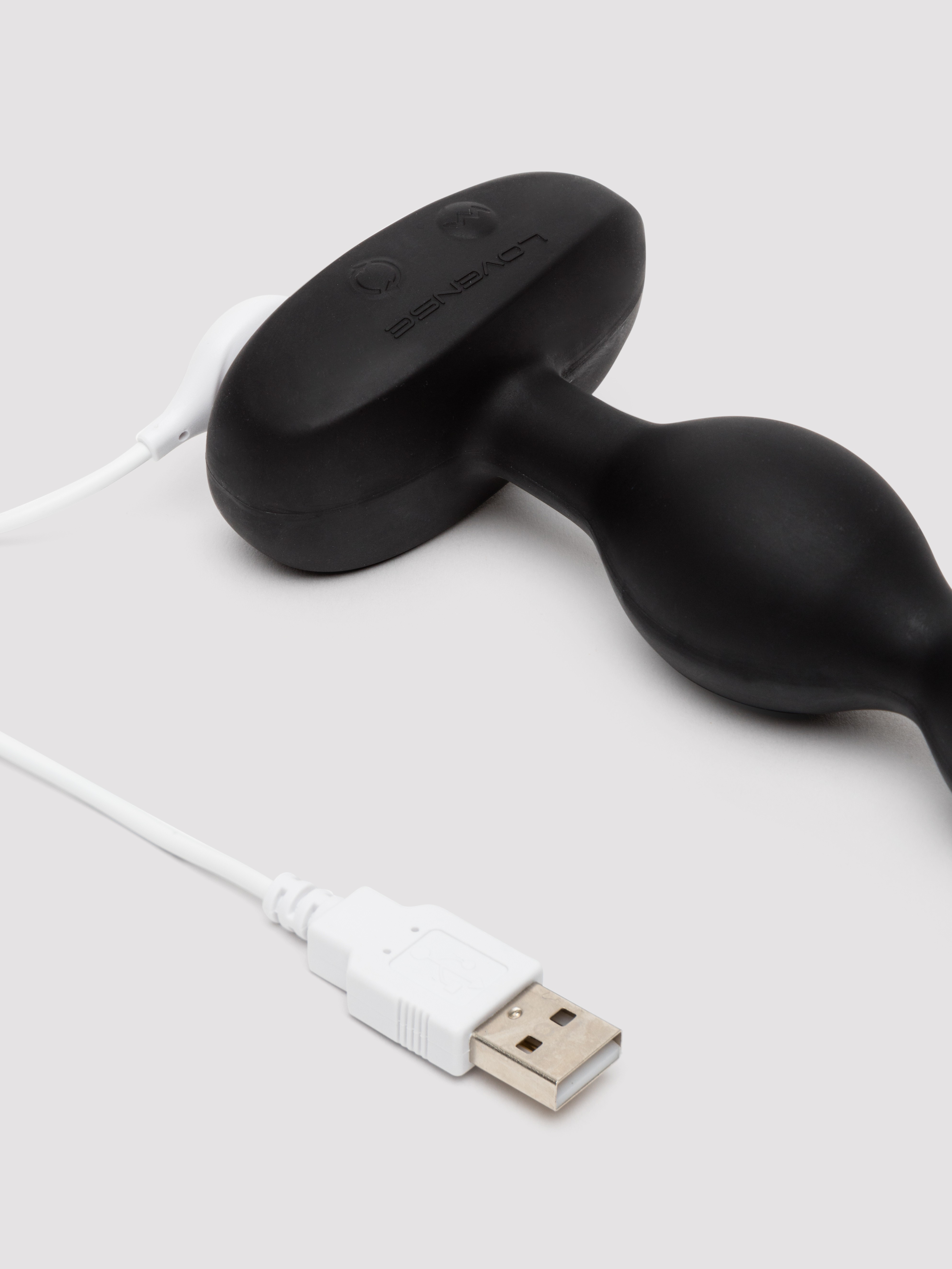 Lovense Ridge App Controlled Rotating and Vibrating Anal Beads, Black, hi-res