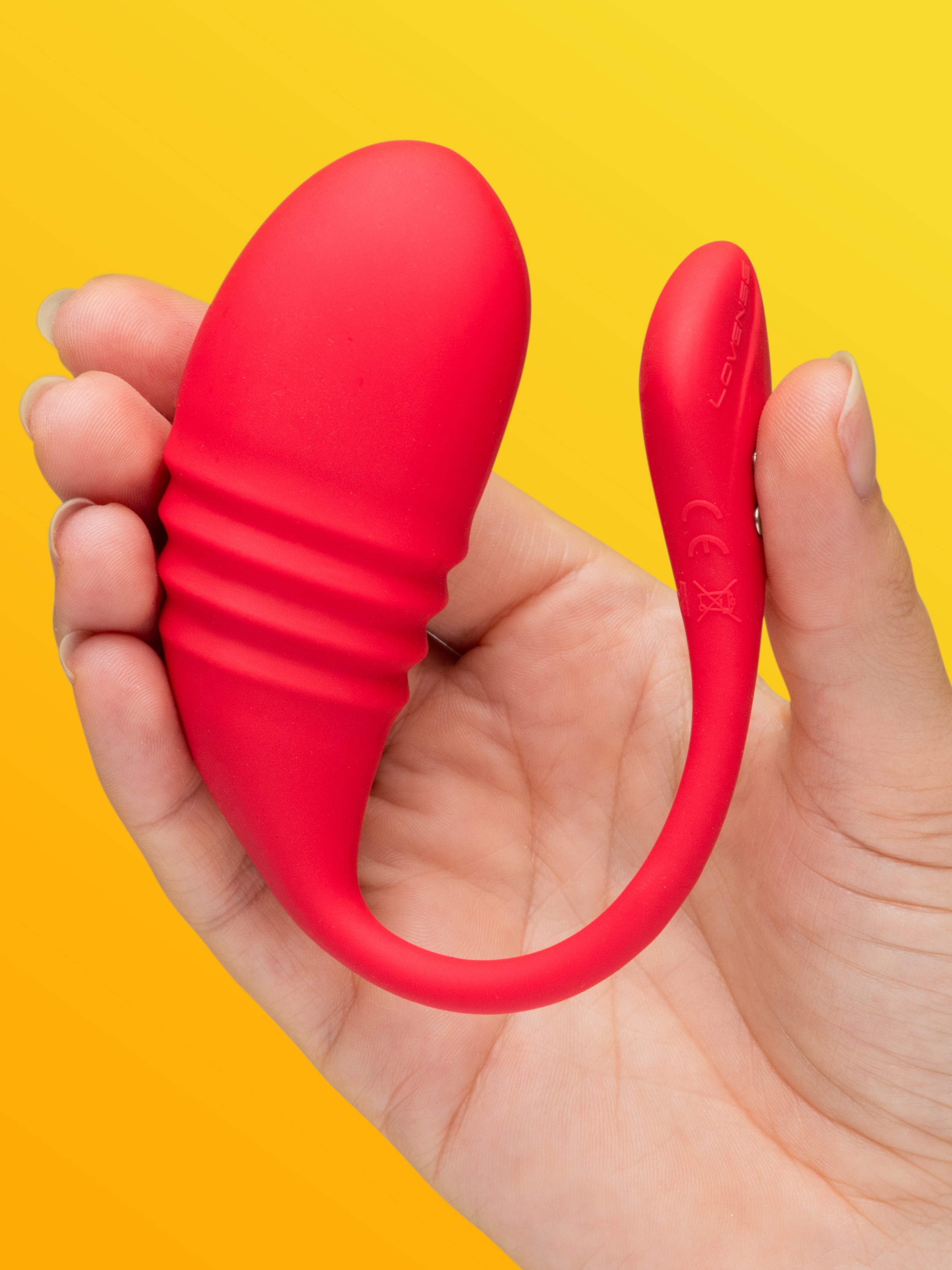 Lovense Vulse App Controlled Thrusting and Vibrating Love Egg, Red, hi-res