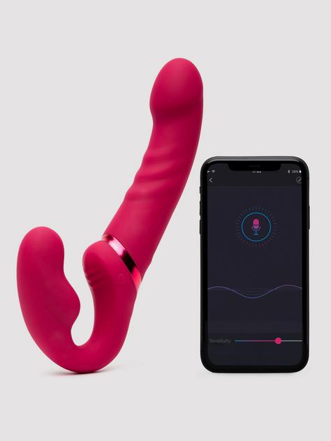 Lovense Lapis App Controlled Vibrating Strapless Strap-On, Pink, hi-res