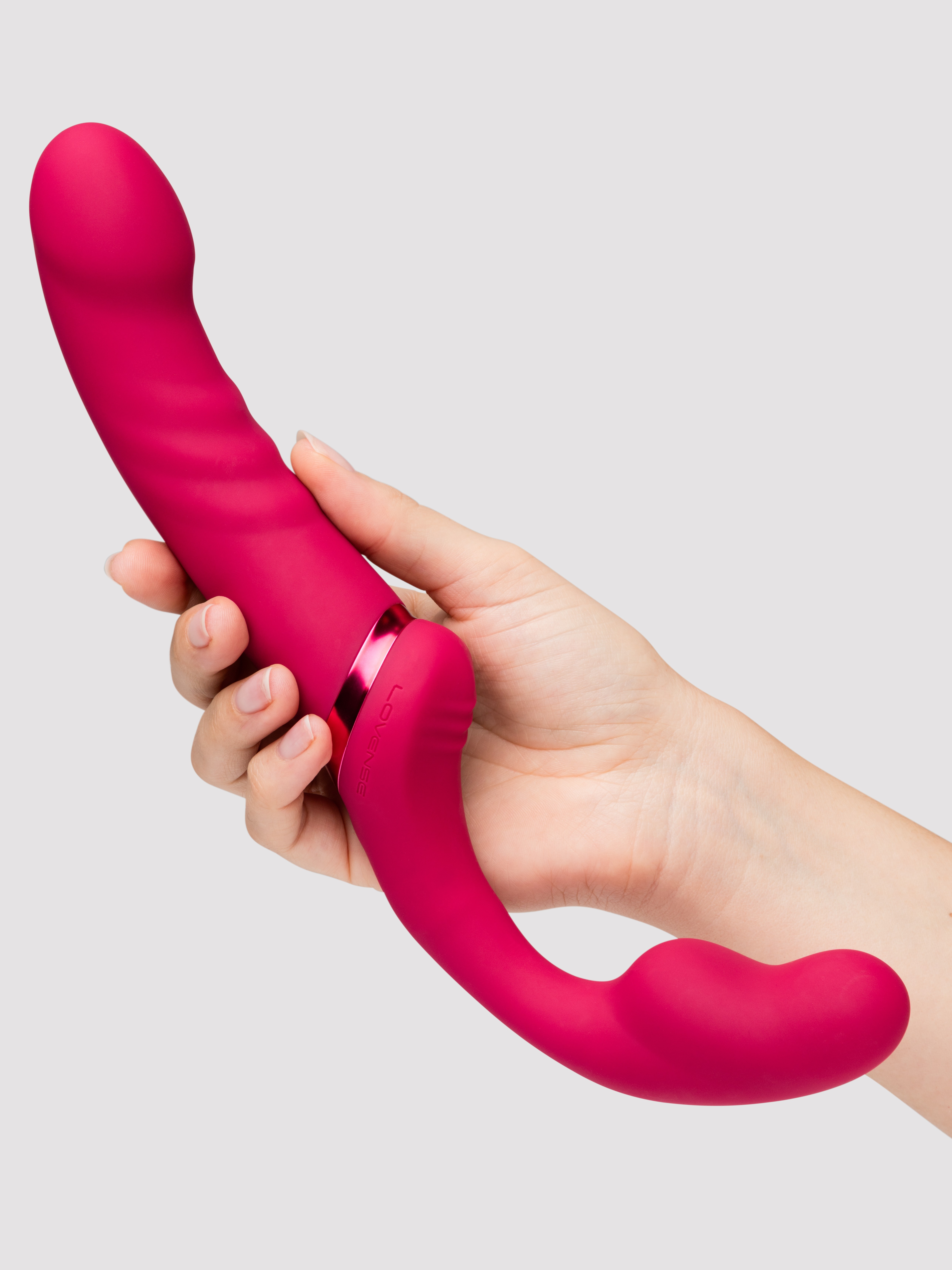 Lovense Lapis App Controlled Vibrating Strapless Strap-On, Pink, hi-res