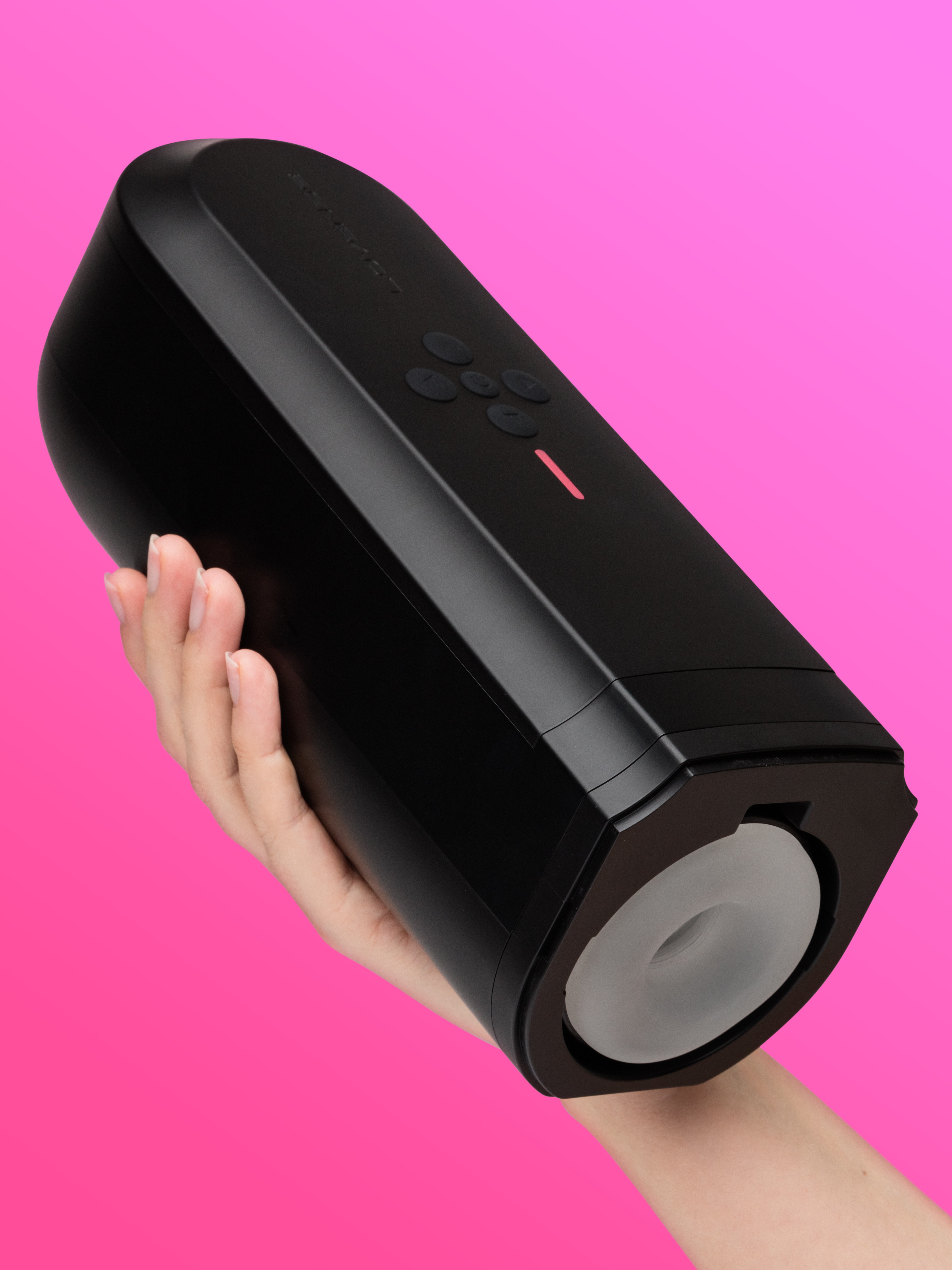 Lovense Solace App Controlled Rechargeable Thrusting Masturbator, Black, hi-res