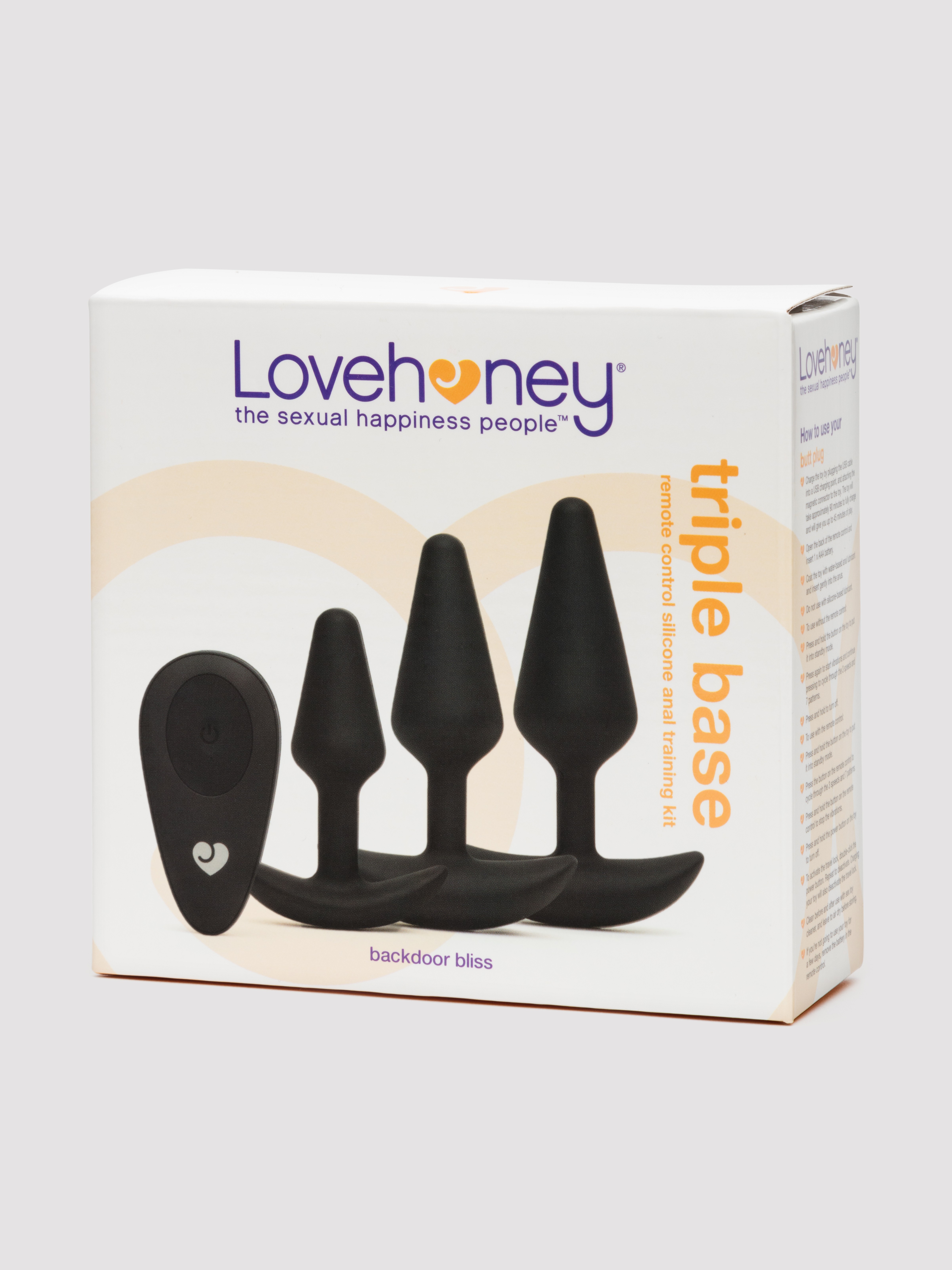 Lovehoney Triple Base Remote Control Rechargeable Anal Training Kit (3pc), Black, hi-res