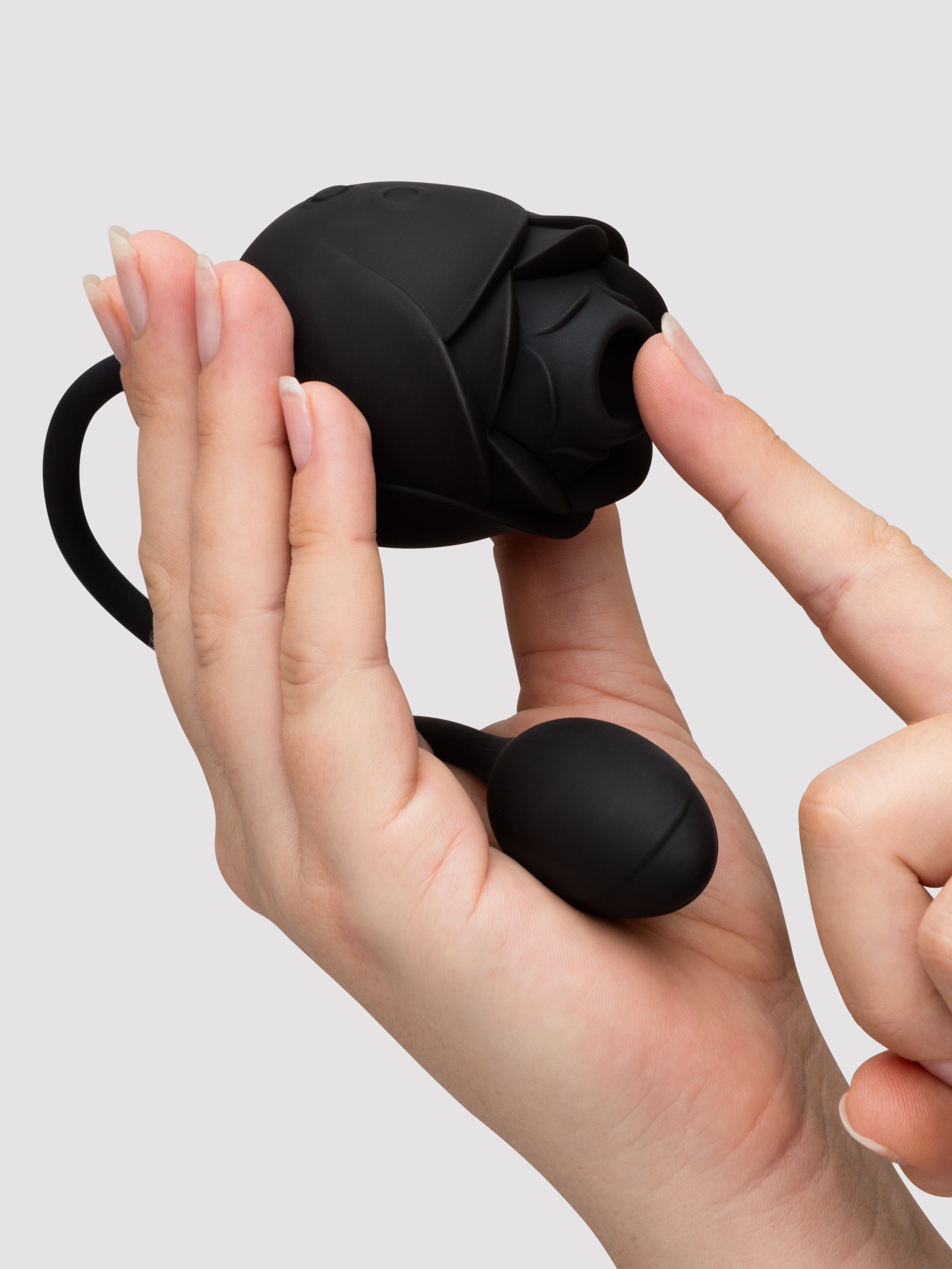 Fifty Shades of Grey Dark Blushing Rose Clitoral Suction Stimulator and Vibrating Egg, Black, hi-res