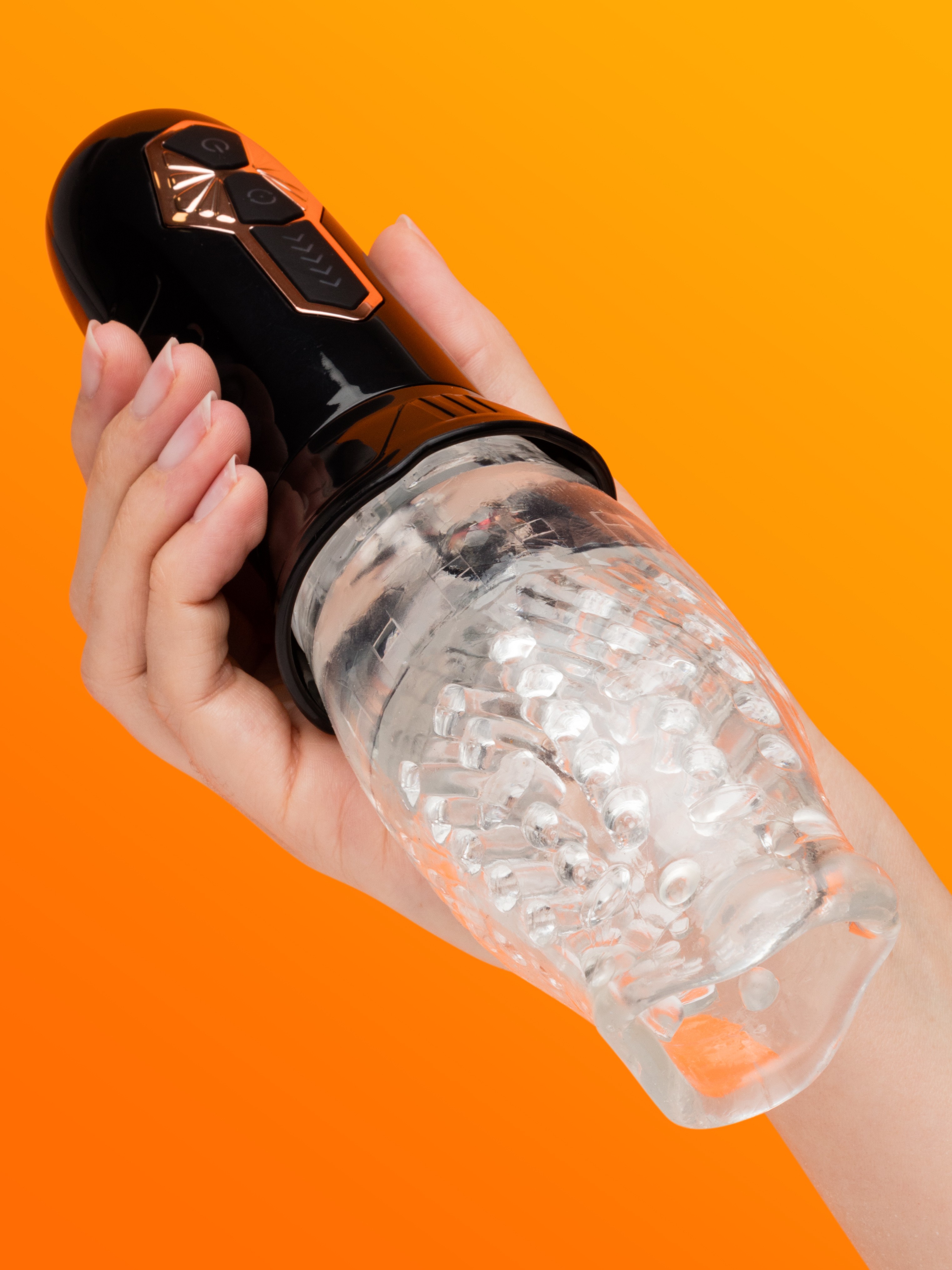 Cyclone Rotating Rechargeable Blowjob Male Masturbator, Clear, hi-res