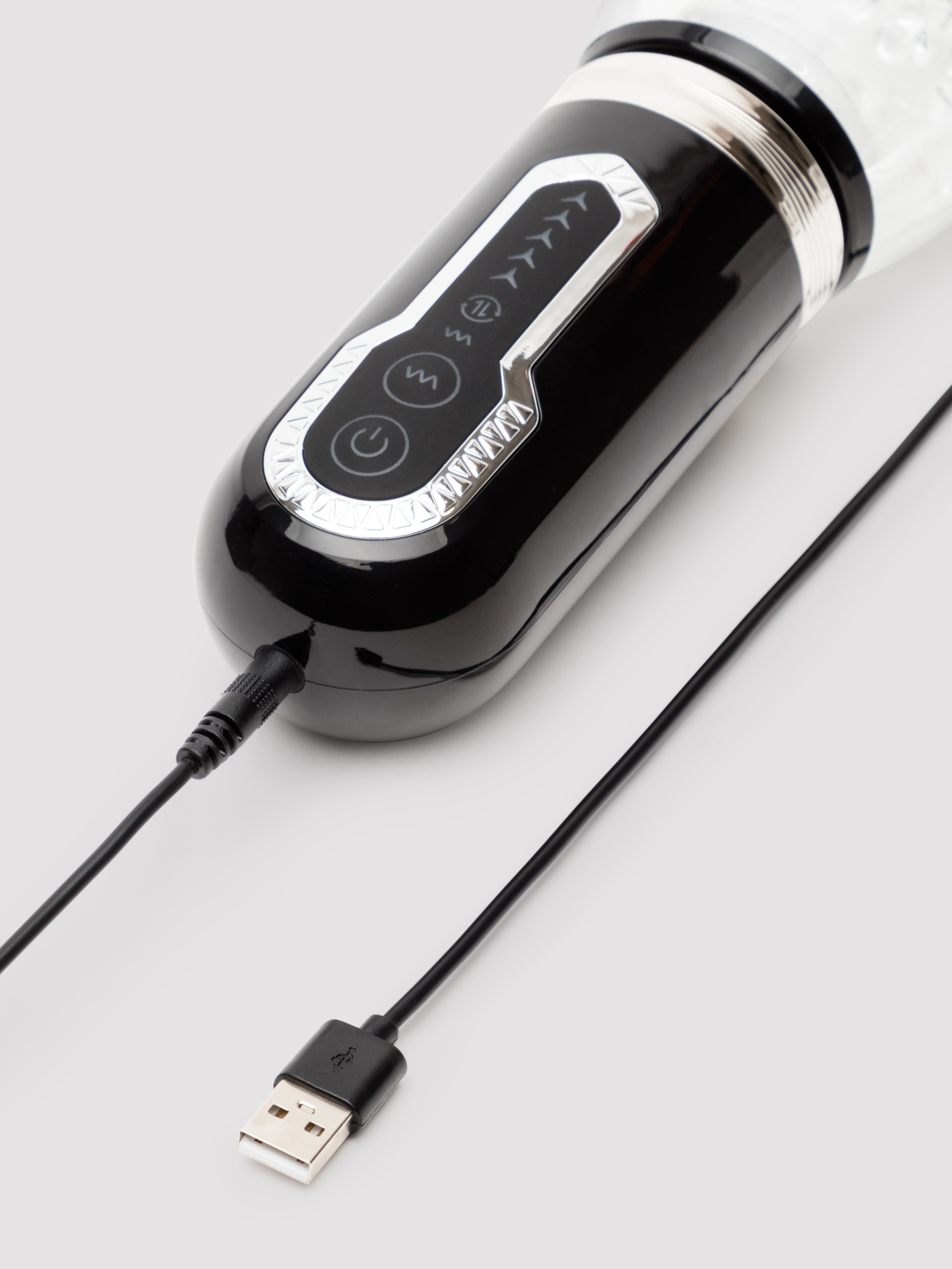 Male Rotating Thrusting Rechargeable Blowjob Masturbator, Clear, hi-res