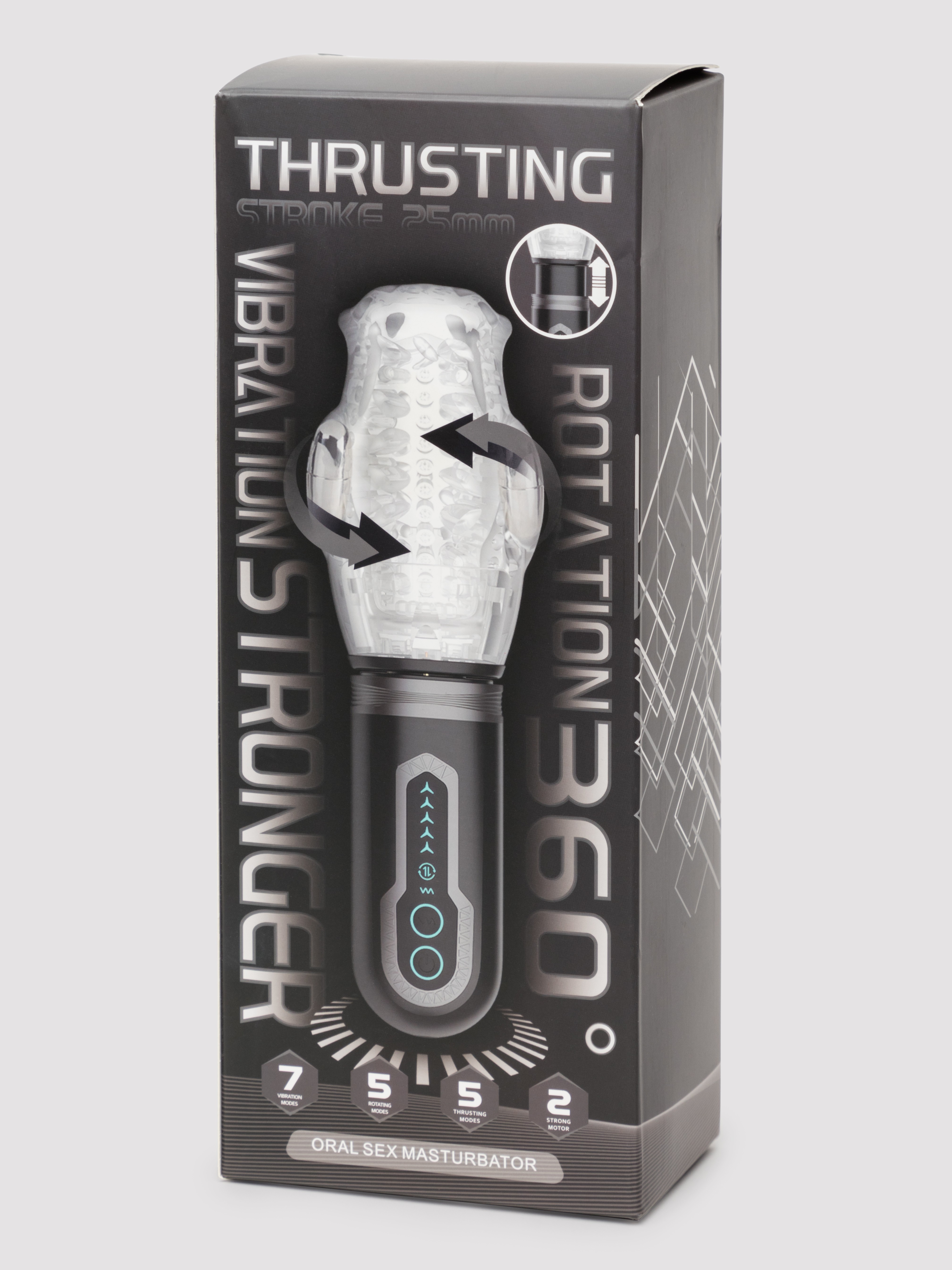 Male Rotating Thrusting Rechargeable Blowjob Masturbator, Clear, hi-res