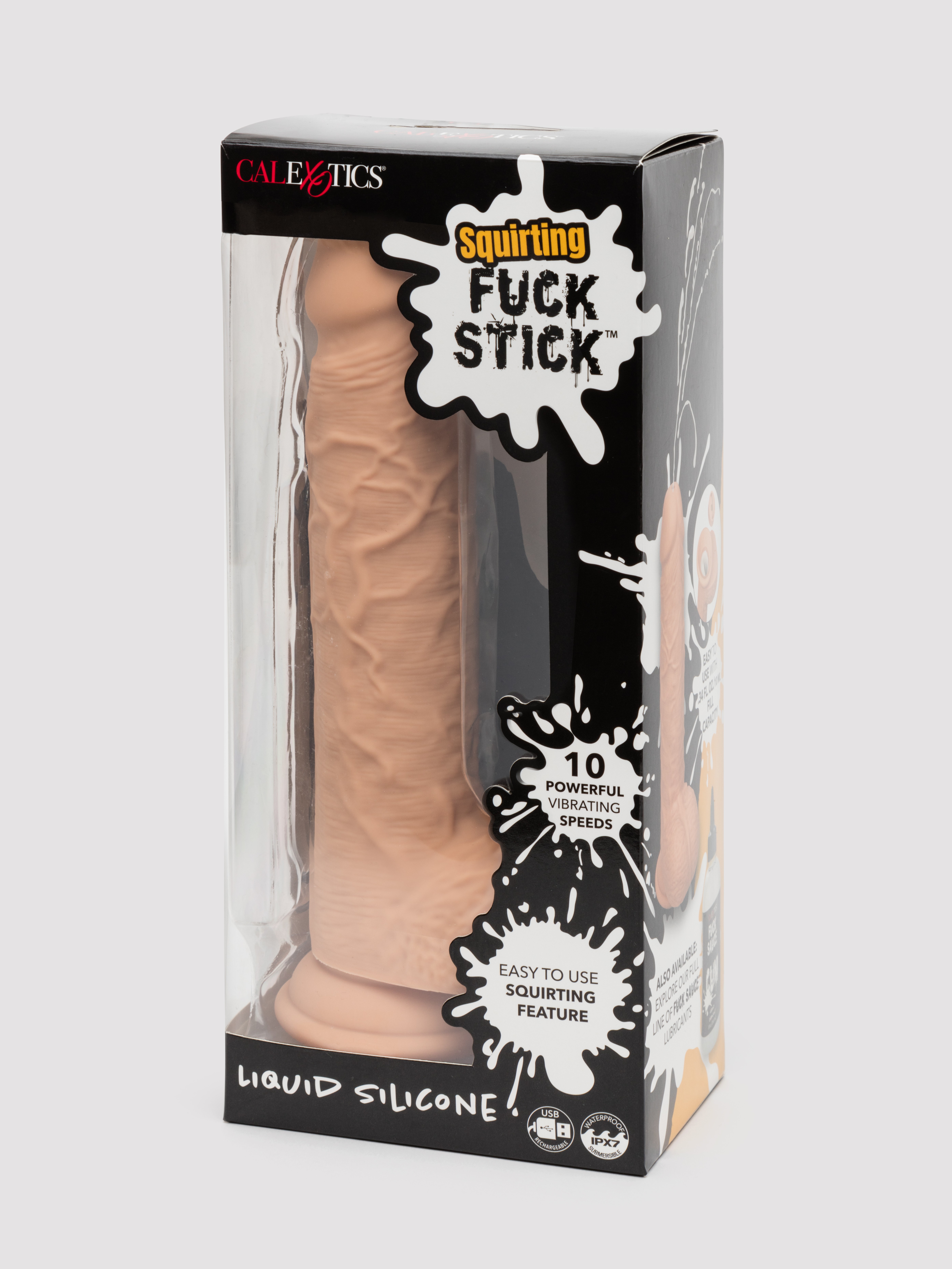 Squirting 10 Function Rechargeable Dildo Vibrator 7 Inch, Flesh Pink, hi-res