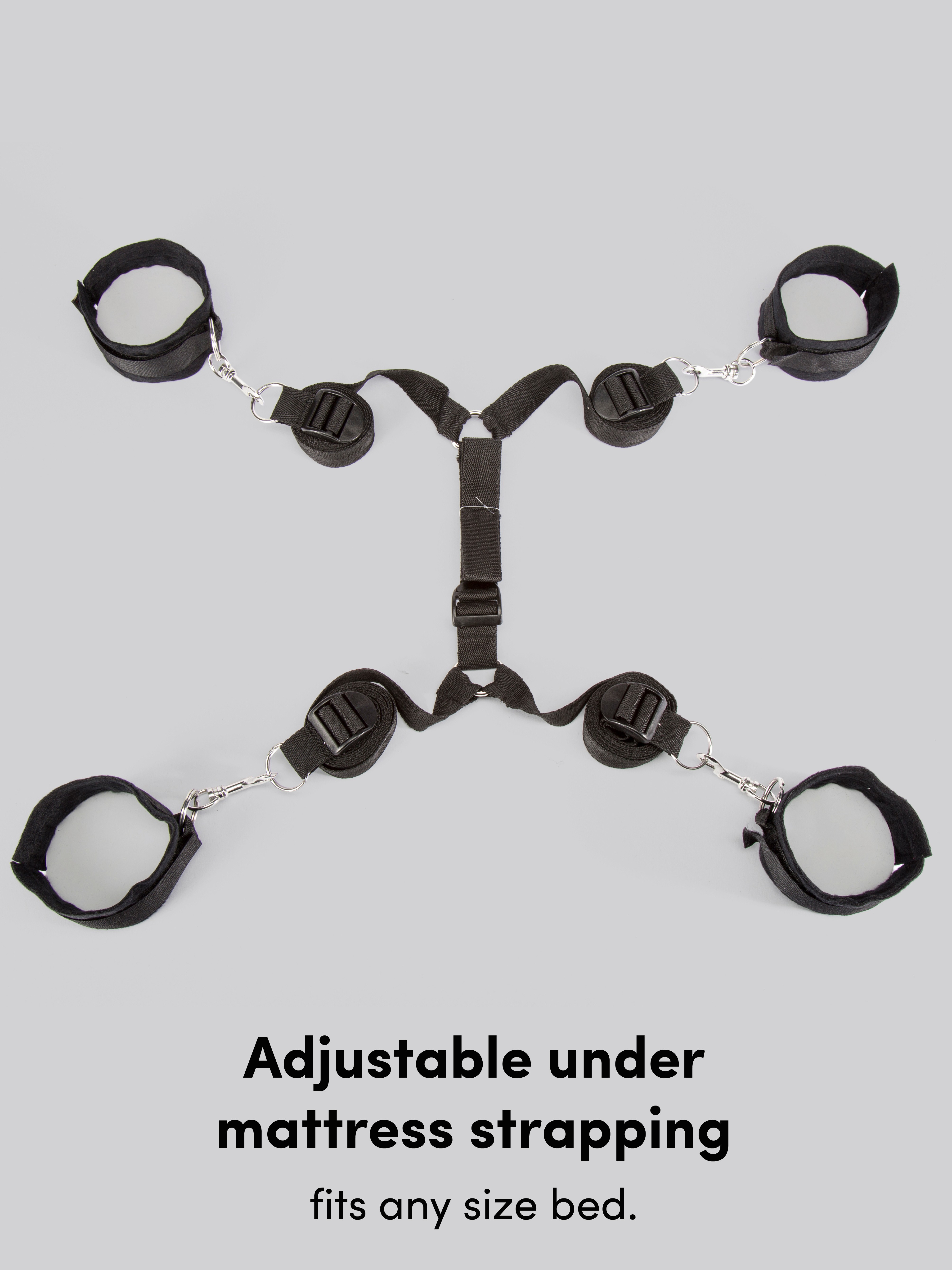 Bondage Boutique Bound to Please Under-Mattress Restraints, Black, hi-res
