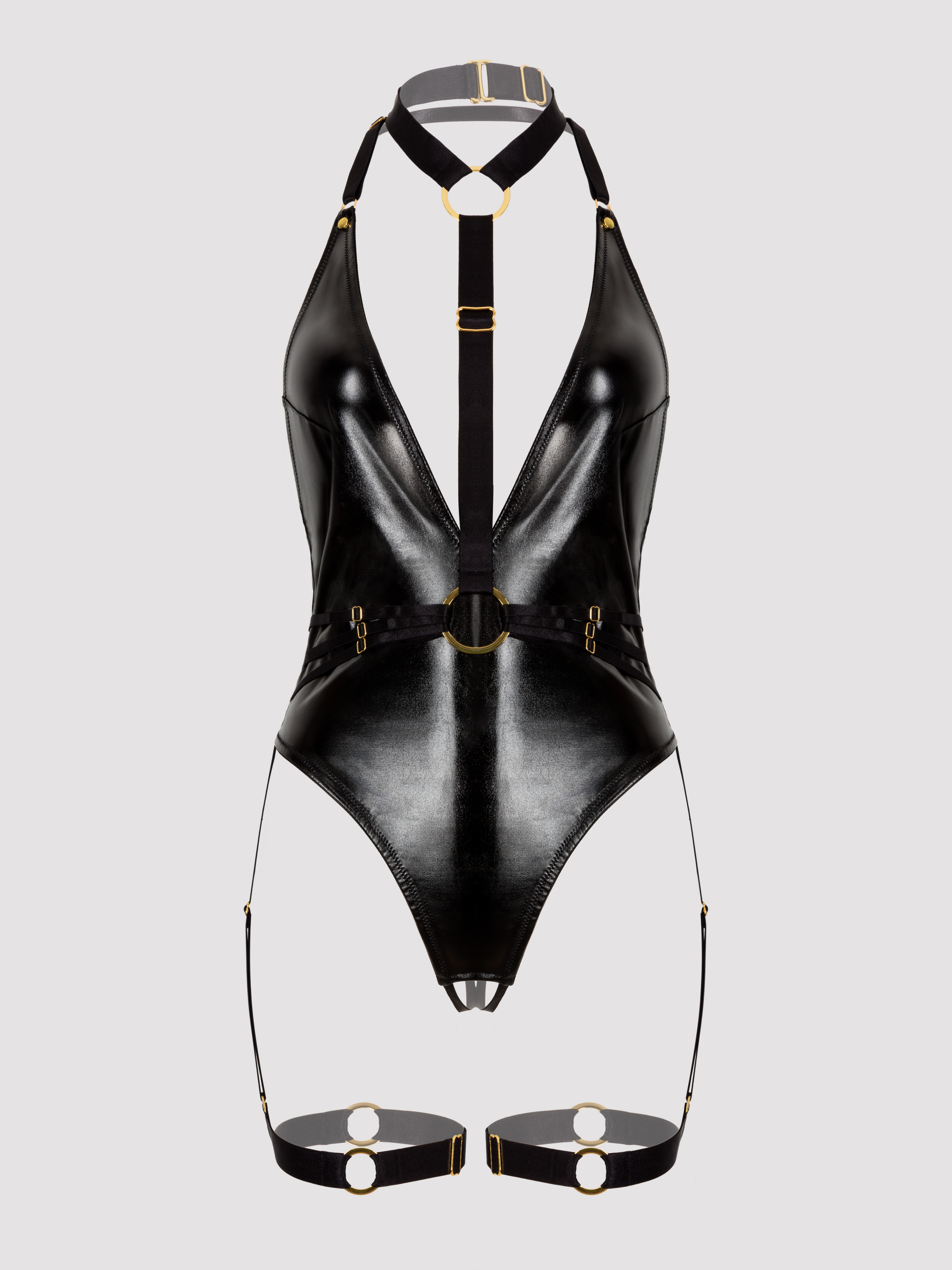 Lovehoney Fierce Caged Desire Black Spanking Body and Harness Set, Black, hi-res