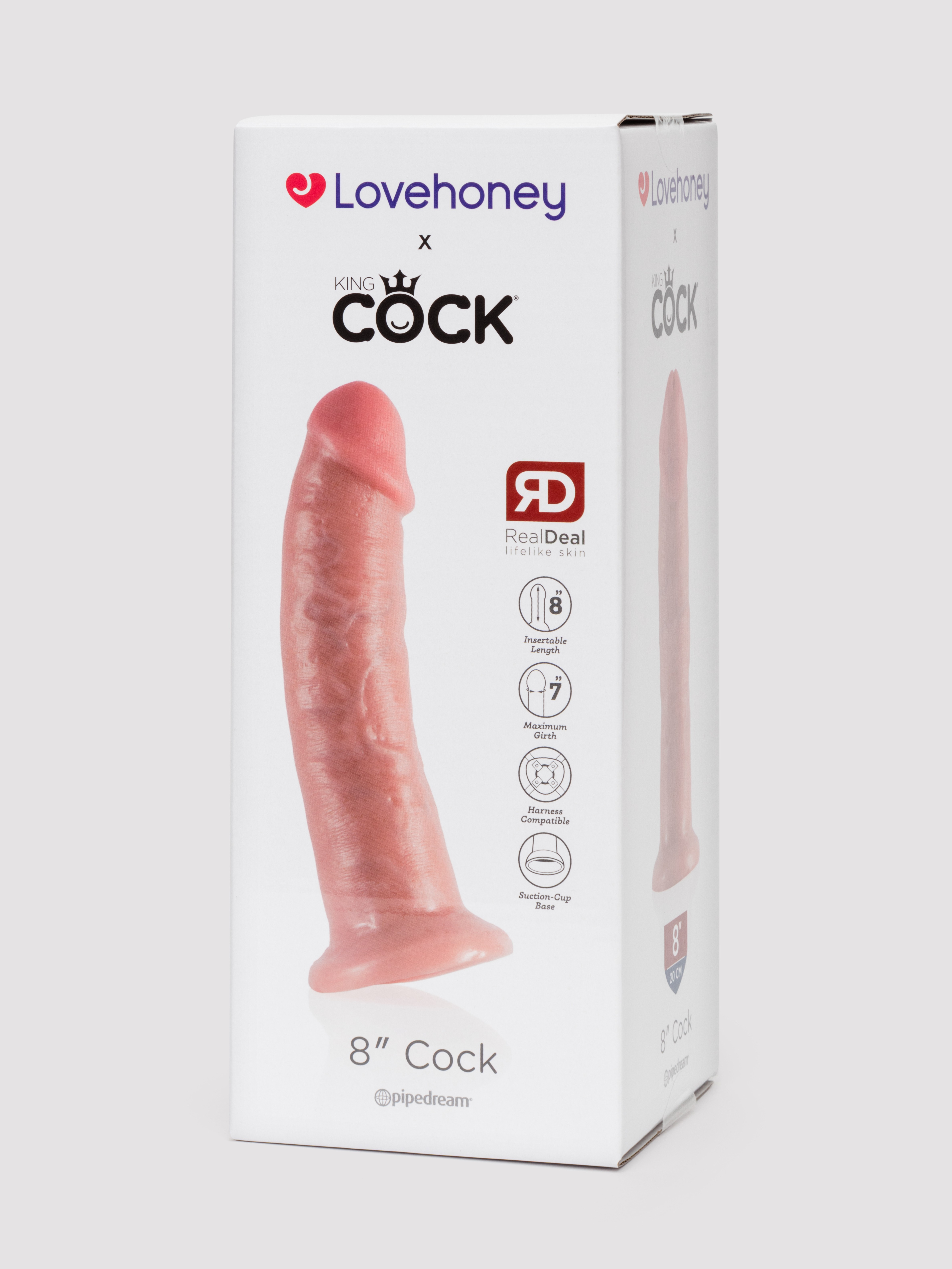 Lovehoney X King Cock Realistic Extra Girthy Suction Cup Dildo 8-inch, Flesh Pink, hi-res