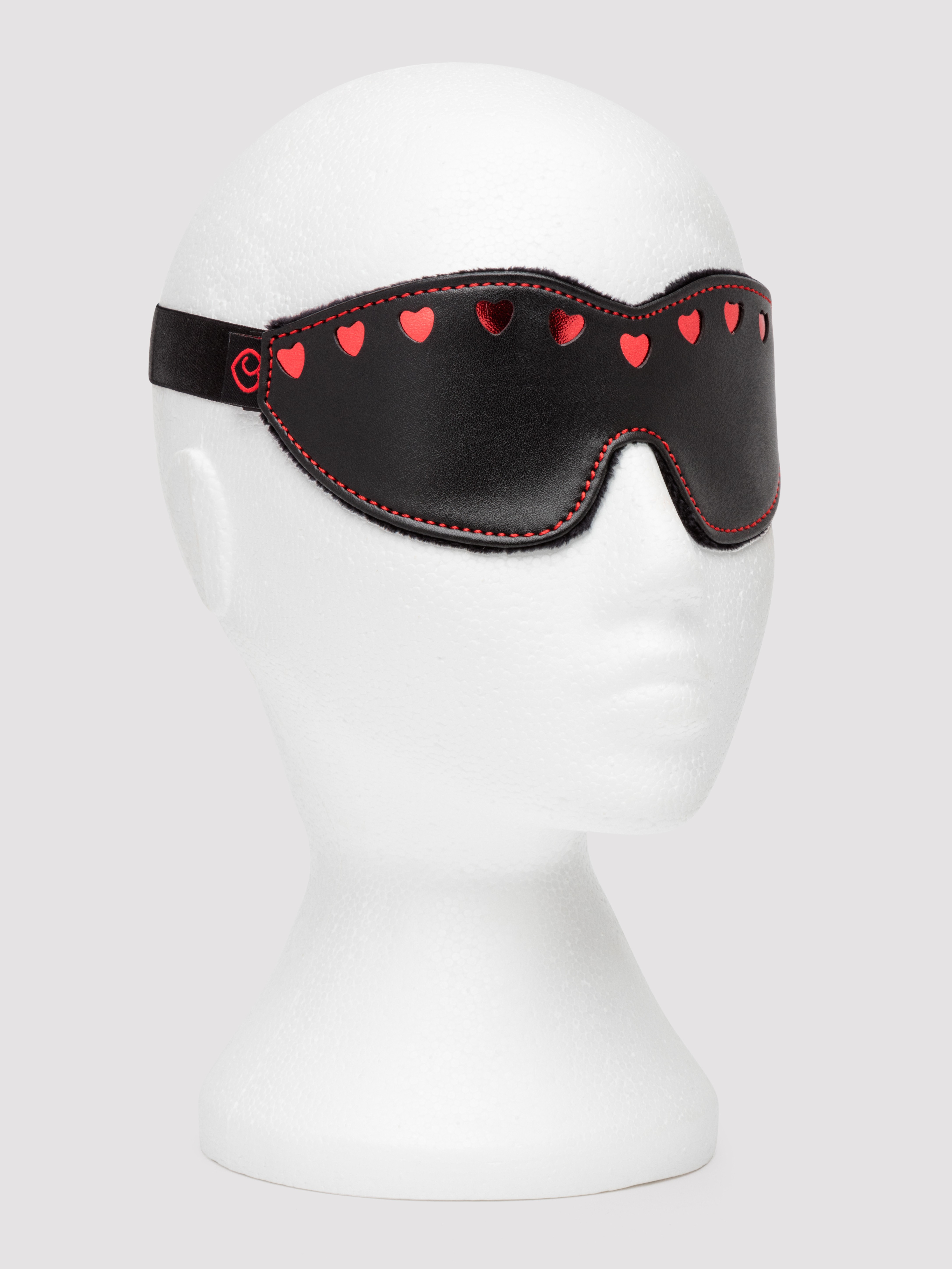 Bondage Boutique Heart Blindfold and Cuff Set (2 pieces) , Black, hi-res