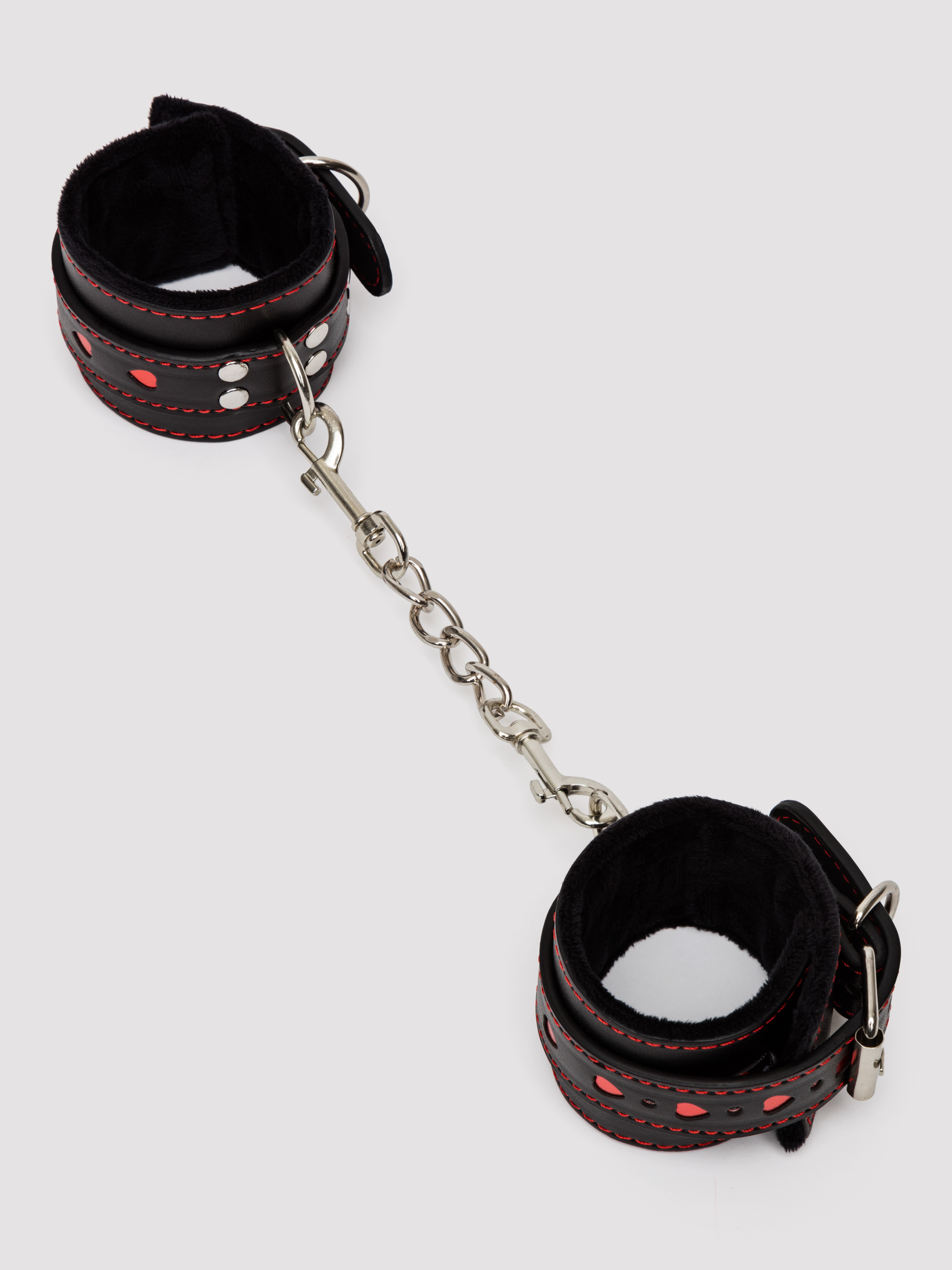 Bondage Boutique Heart Blindfold and Cuff Set (2 pieces) , Black, hi-res