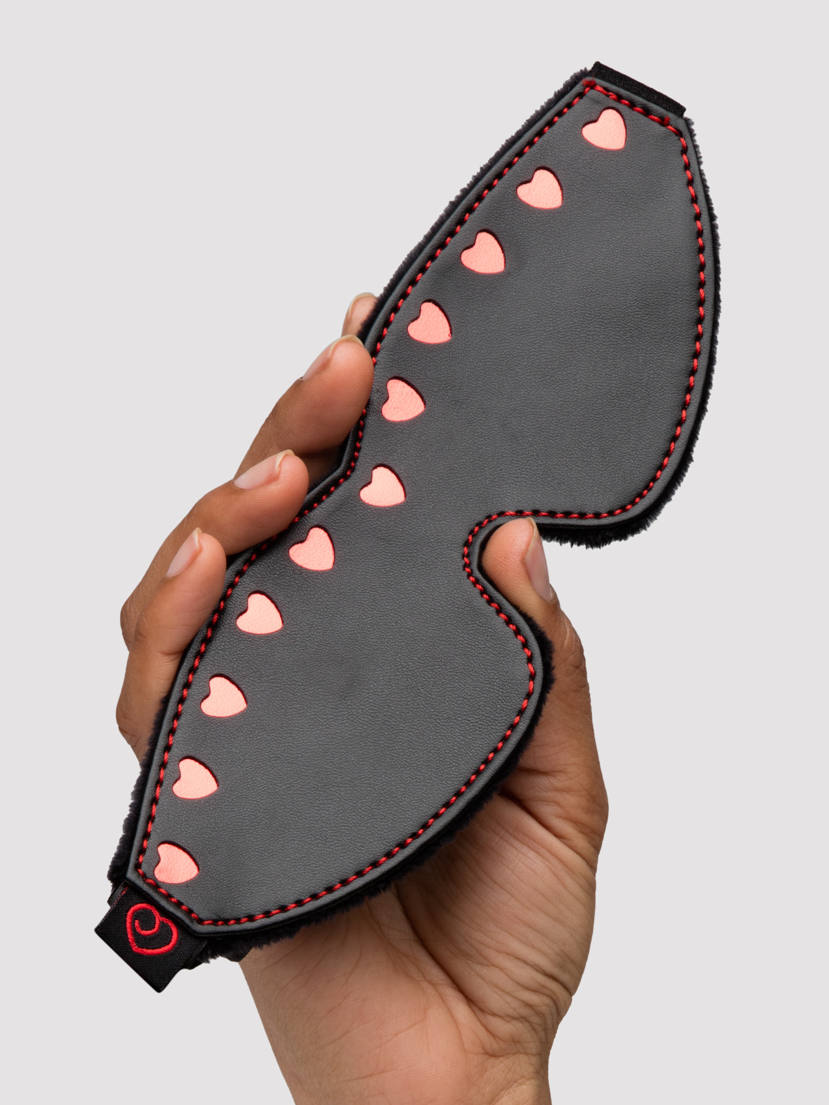 Bondage Boutique Heart Blindfold and Cuff Set (2 pieces) , Black, hi-res