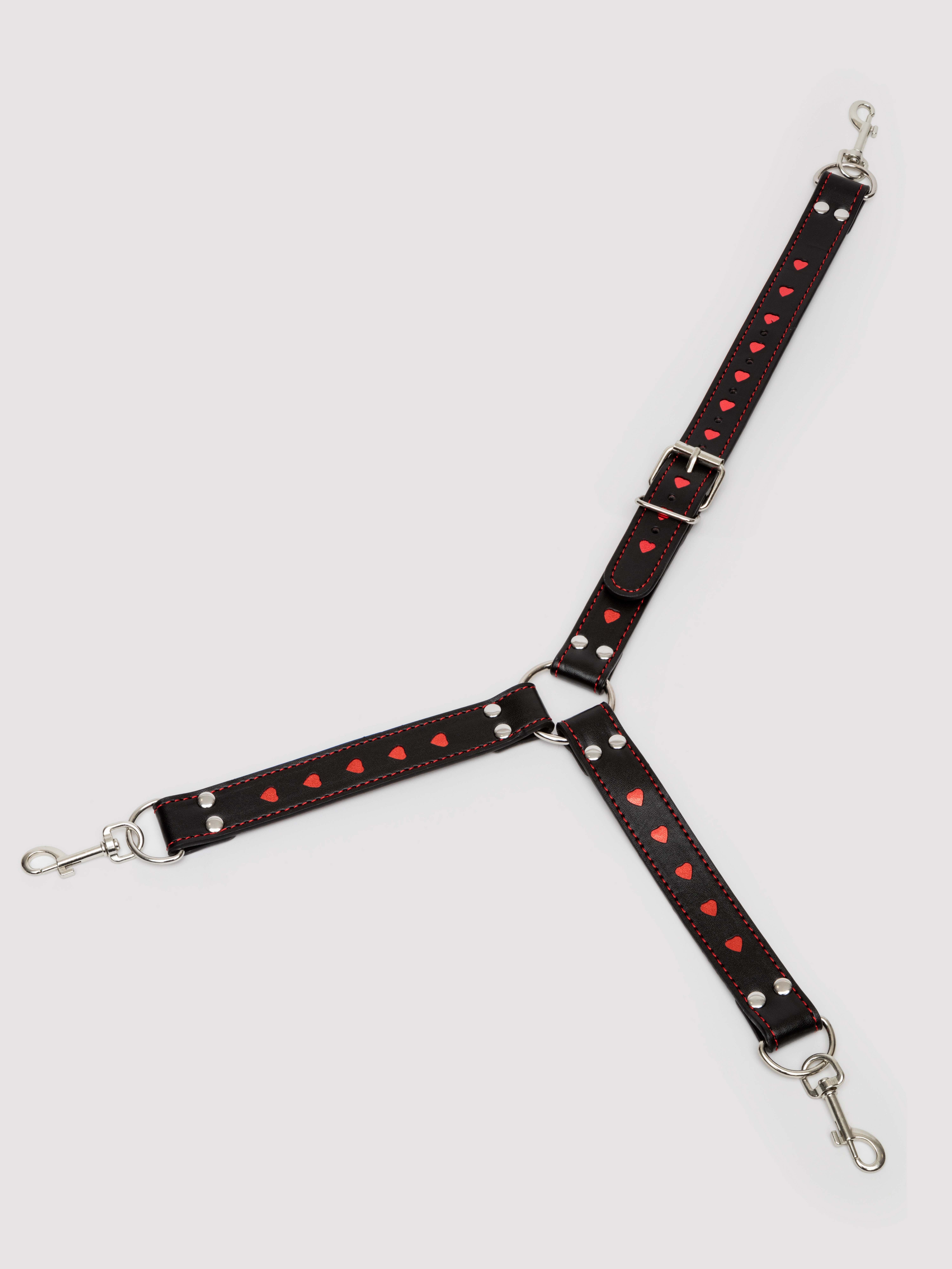 Bondage Boutique Heart Collar to Wrist Restraints, Black, hi-res