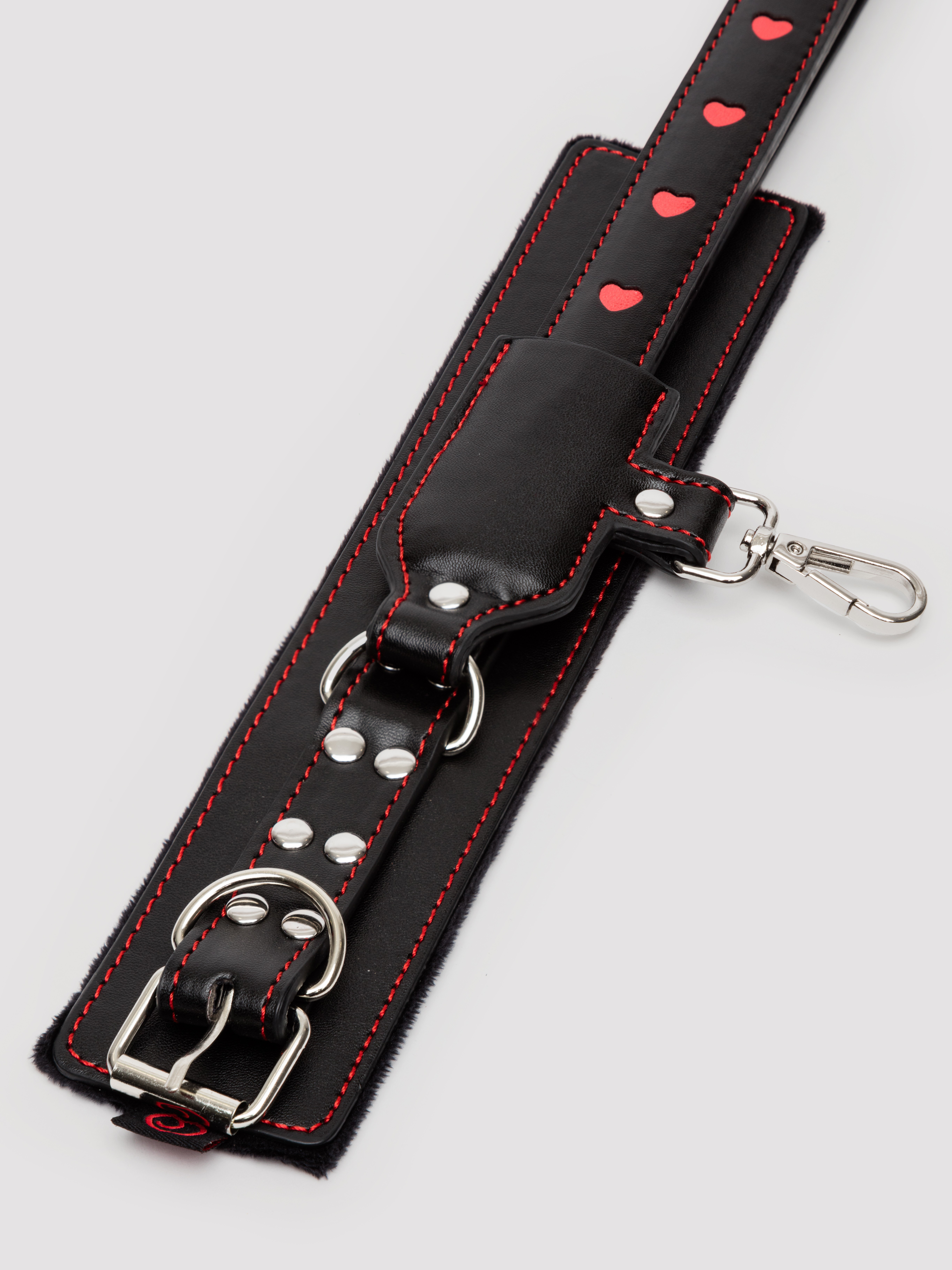 Bondage Boutique Heart Spreader Bar with Cuffs Set, Black, hi-res