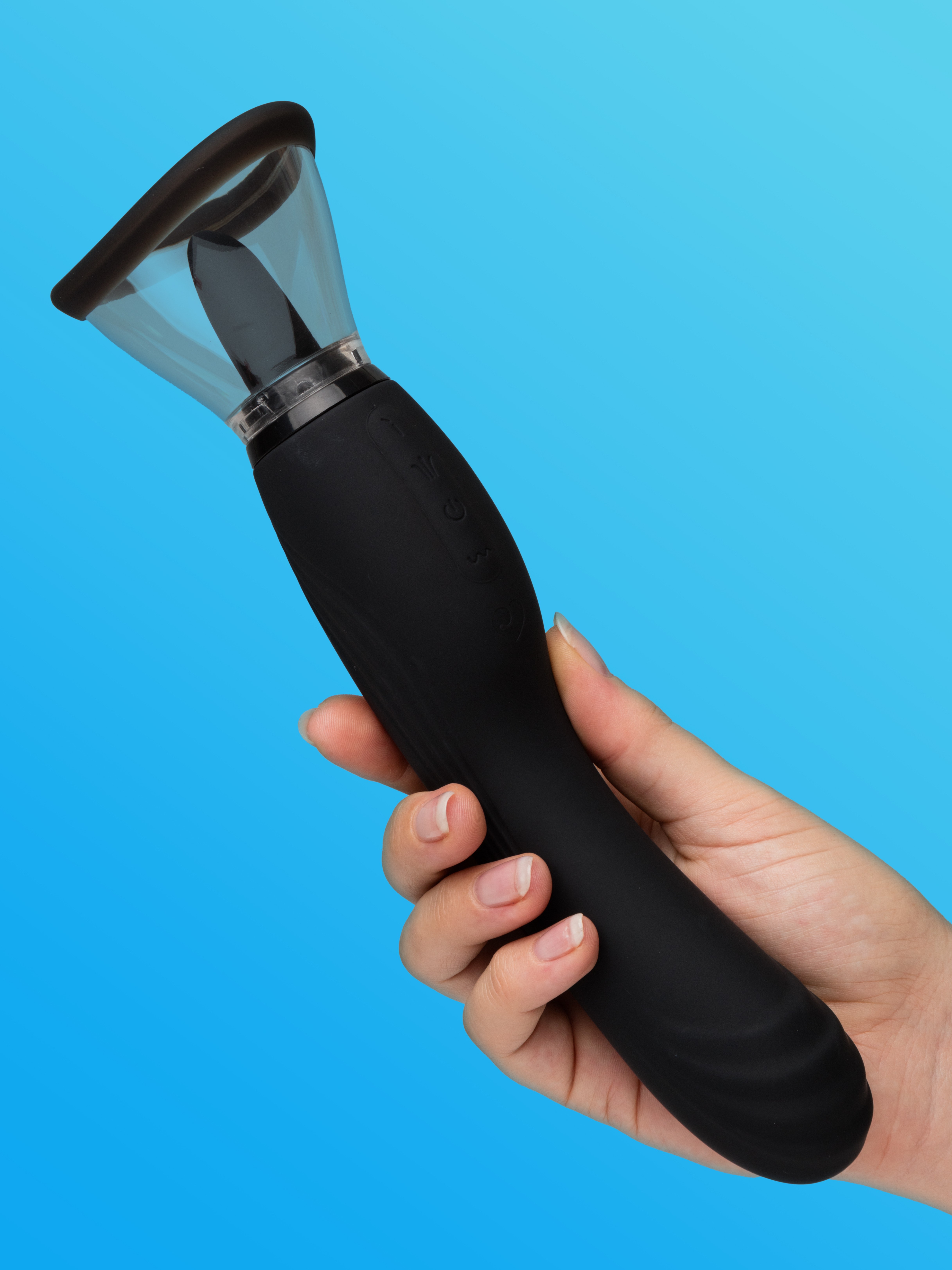 Lovehoney Lick Me Vibrating Pussy Pump and Tongue Vibrator, Black, hi-res