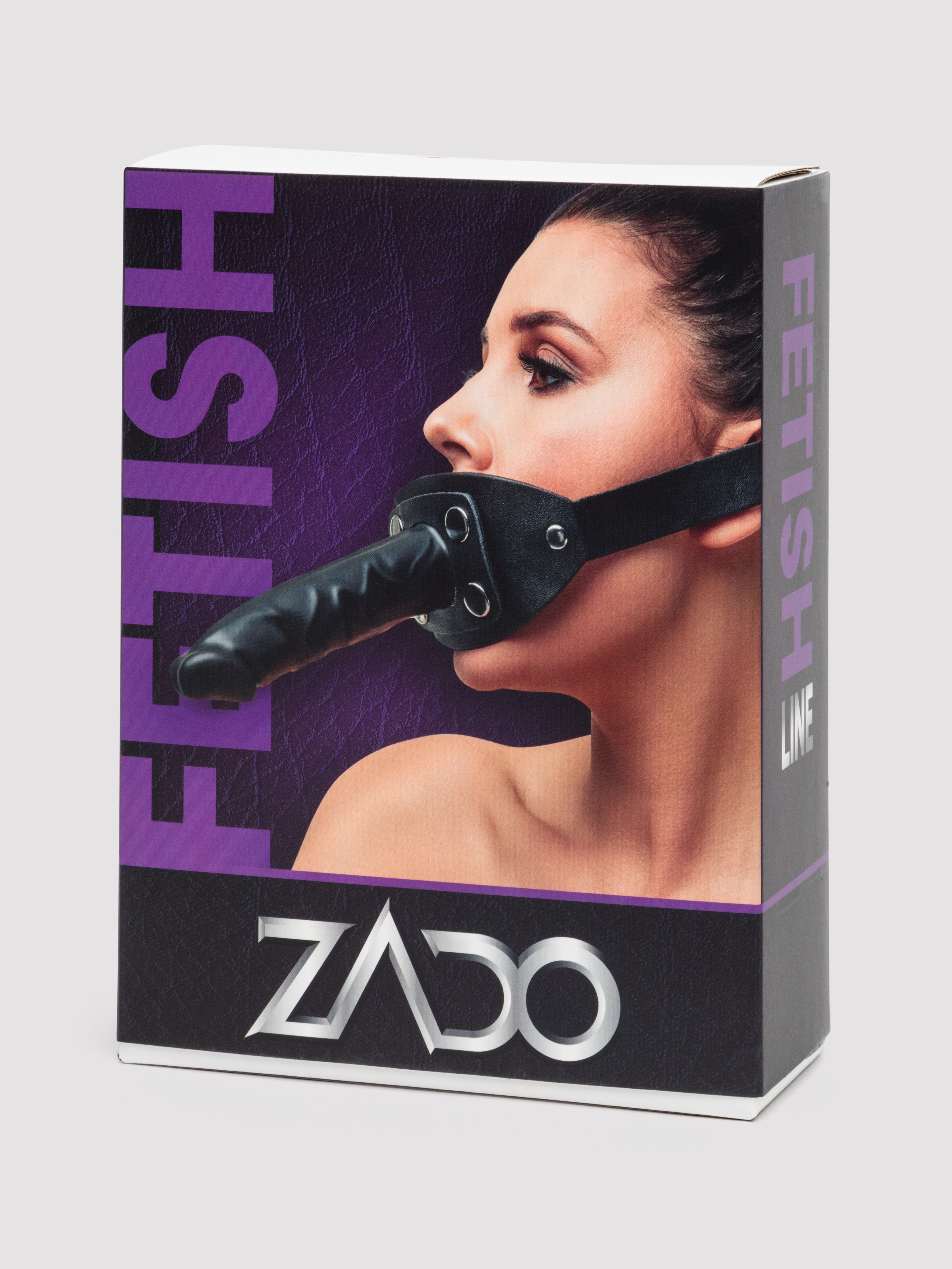 Zado Fetish Leather Mouth Gag Dildo Harness, Black, hi-res
