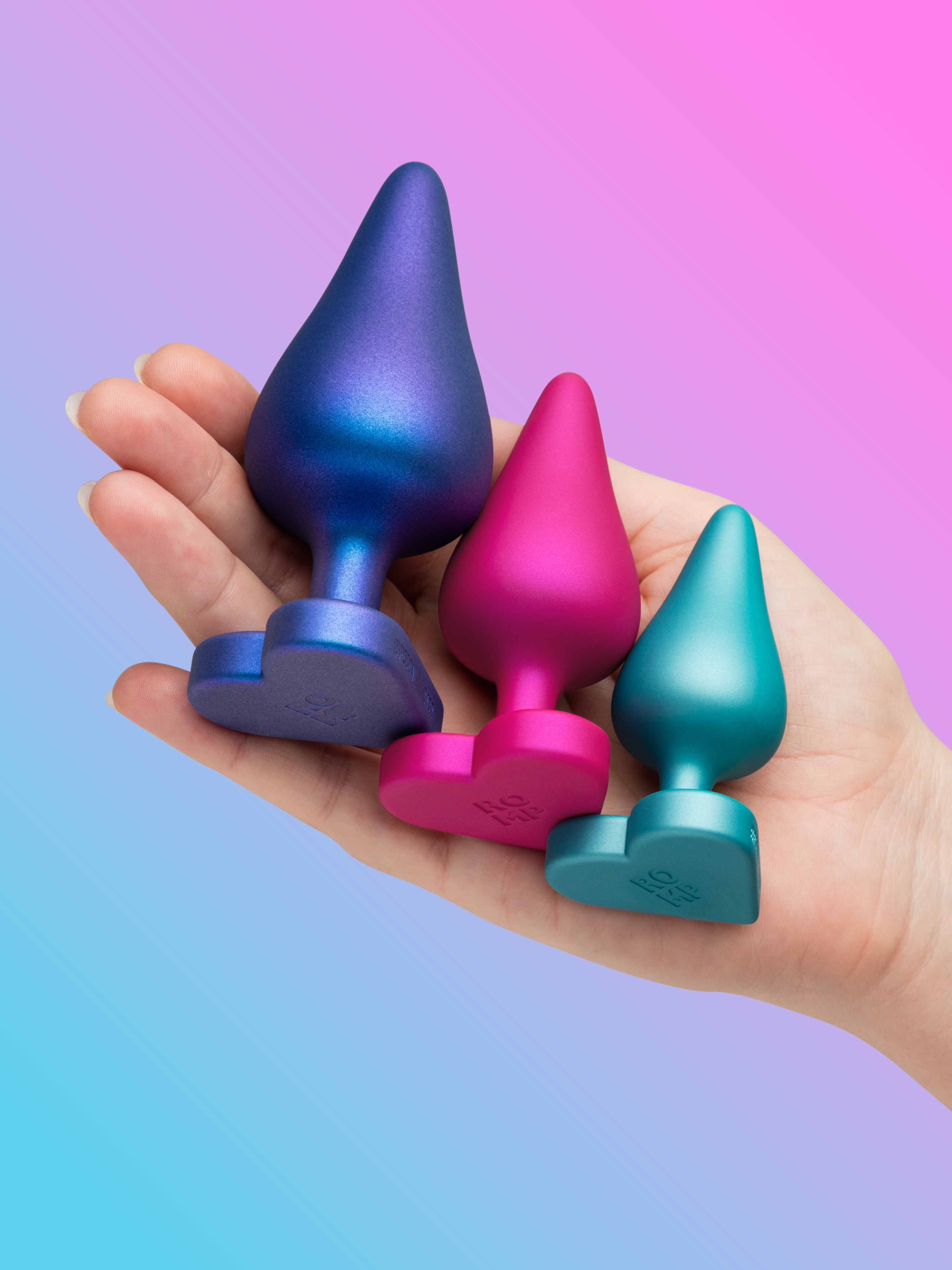 ROMP Luster Silicone Butt Plug Set, Purple, hi-res