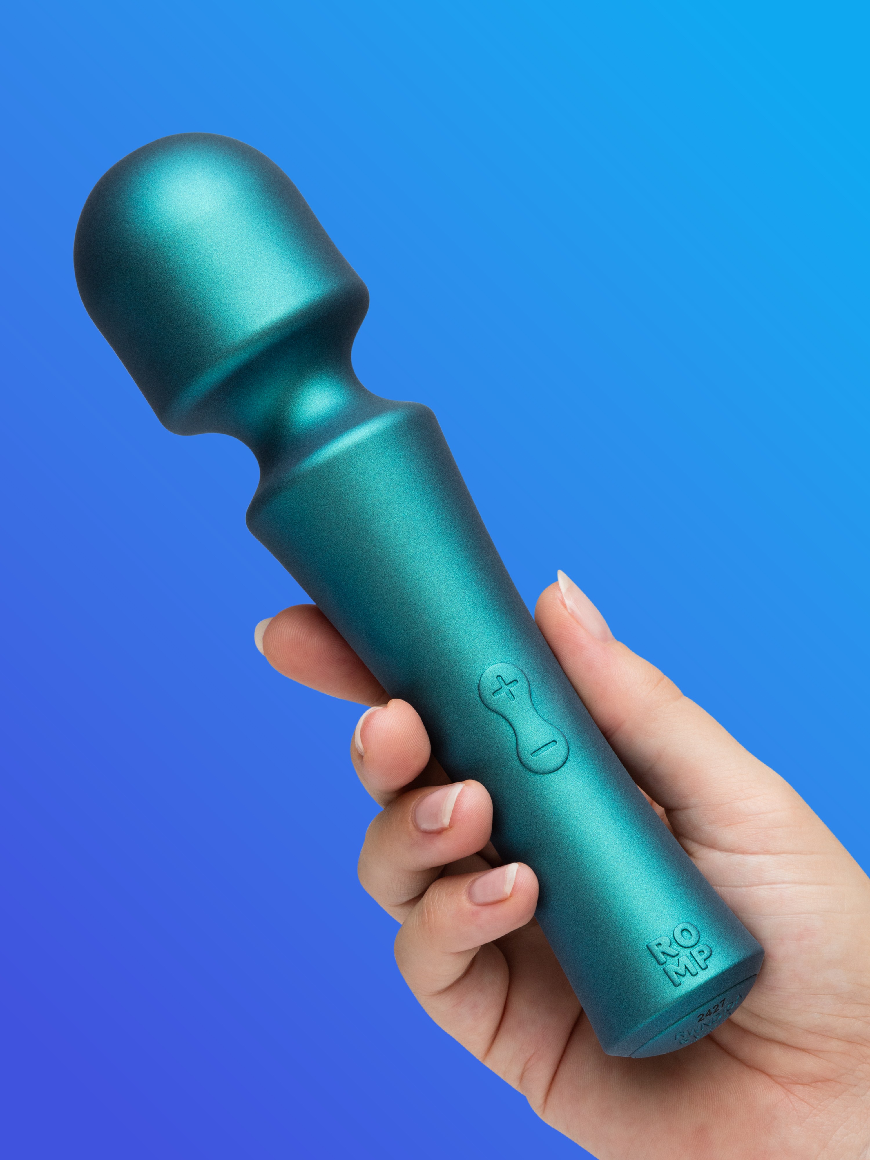 ROMP Presto Rechargeable Silicone Mini Wand Massager, Blue, hi-res