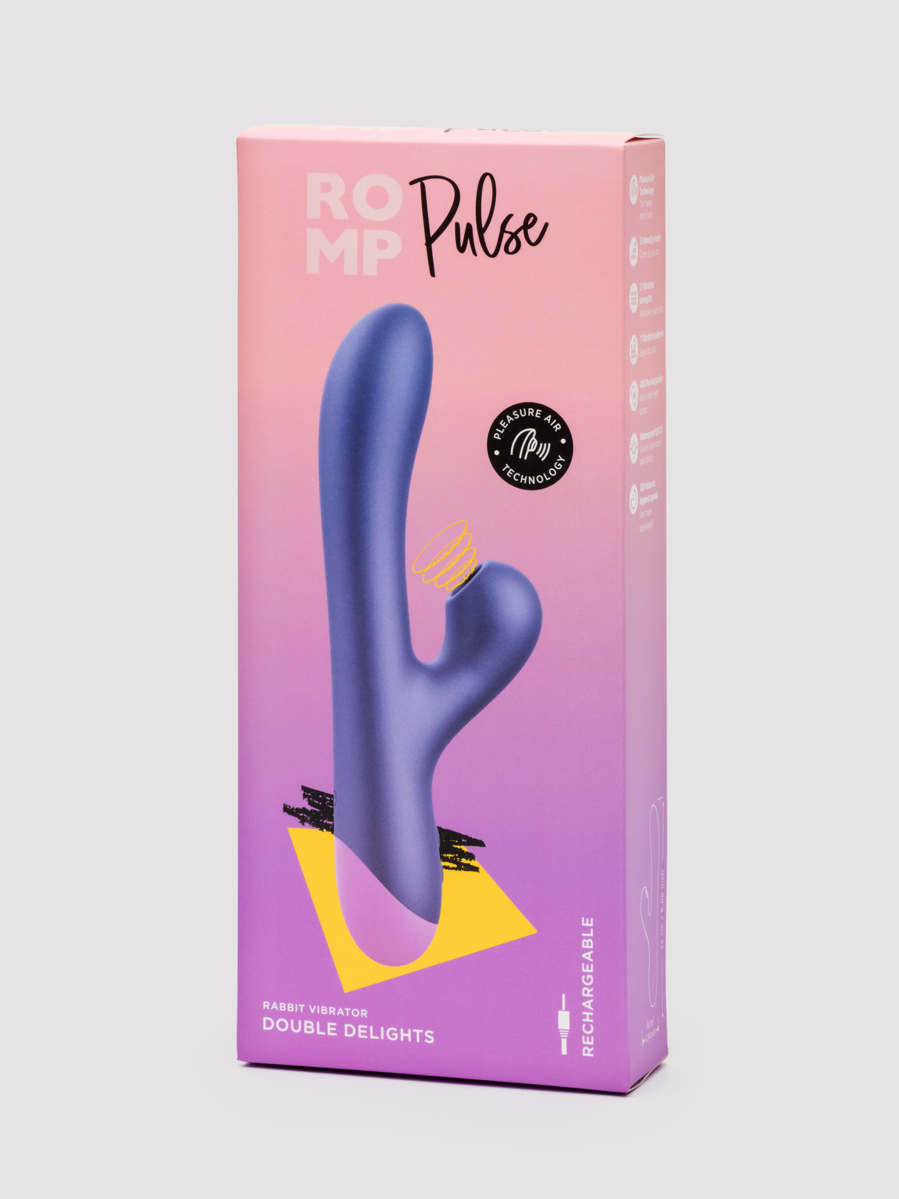 ROMP Pulse Rechargeable Rabbit Vibrator with Clitoral Suction, Pink, hi-res