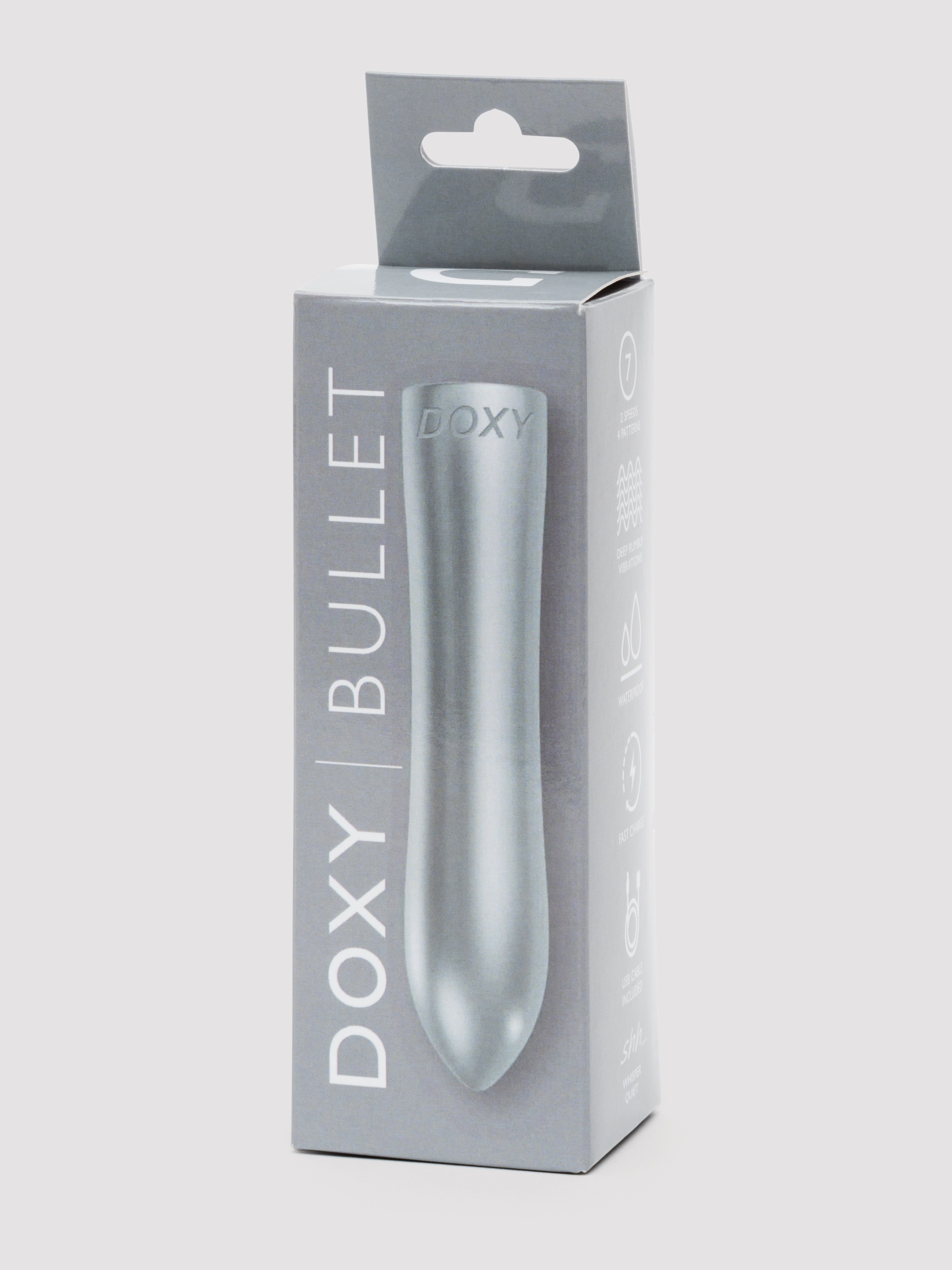 Doxy Luxury Rechargeable Aluminium Bullet Vibrator, Silver, hi-res