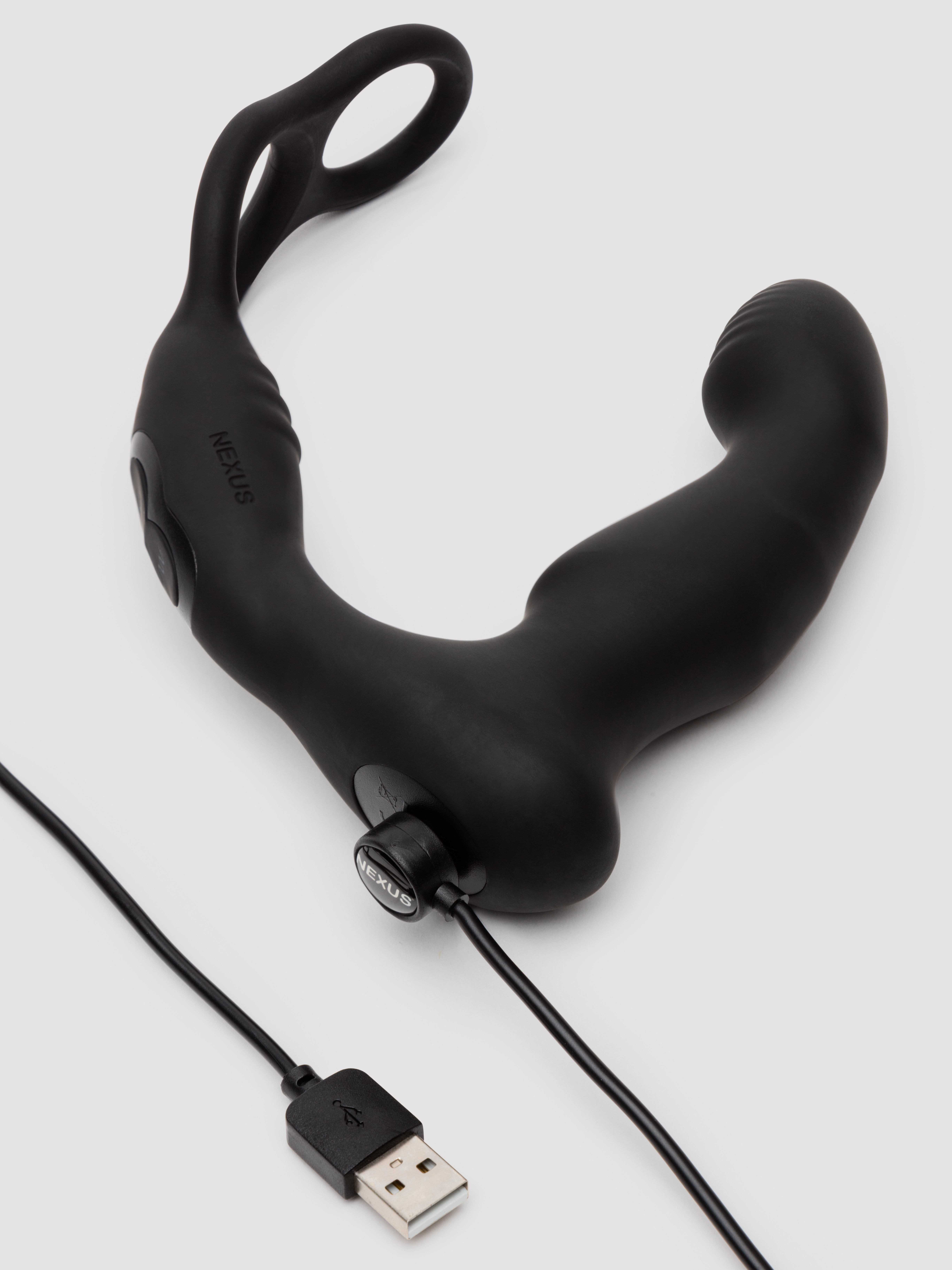 Nexus Simul8 Wave Dual Prostate Massager with Double Cock Ring, Black, hi-res