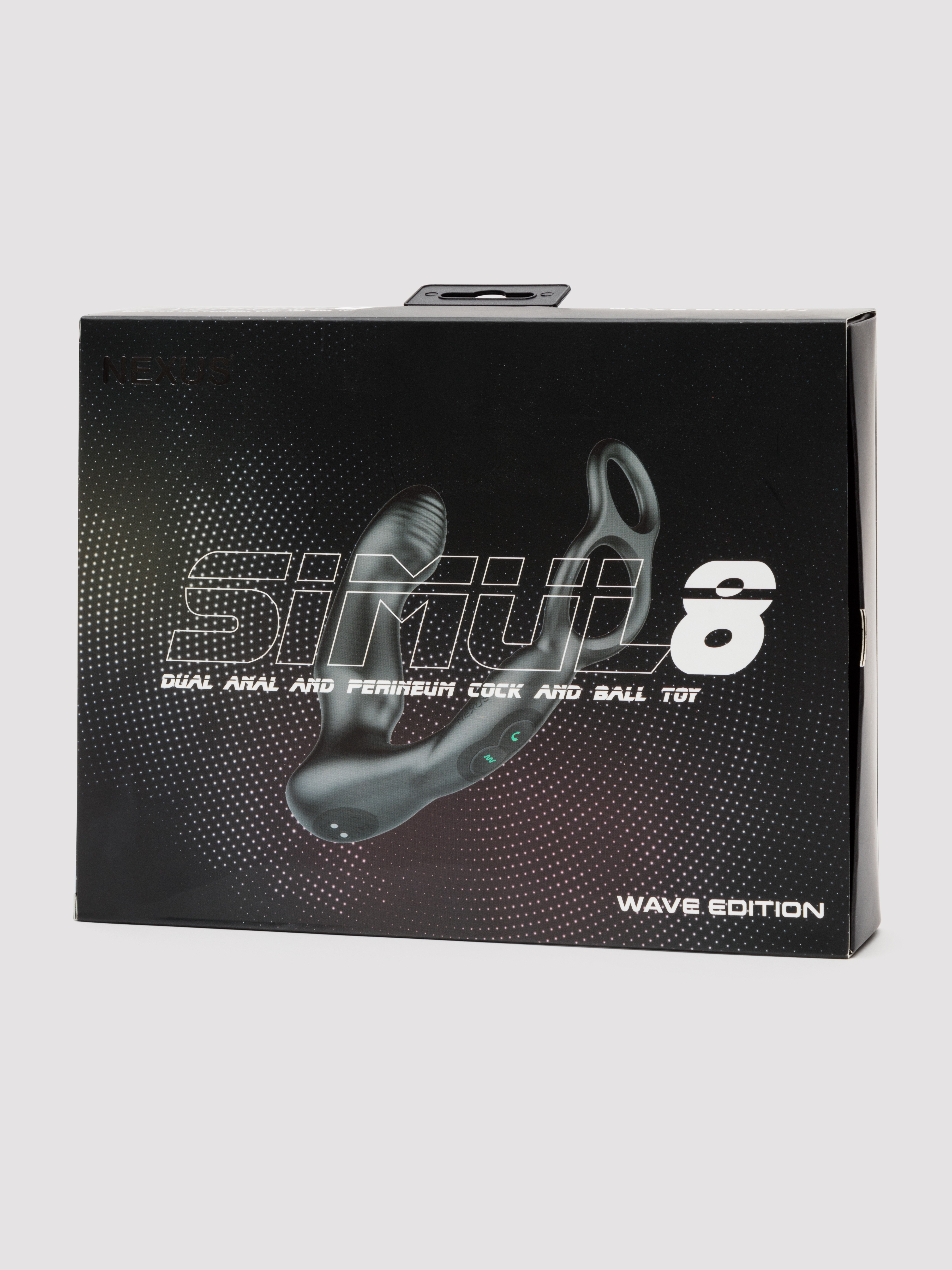 Nexus Simul8 Wave Dual Prostate Massager with Double Cock Ring, Black, hi-res