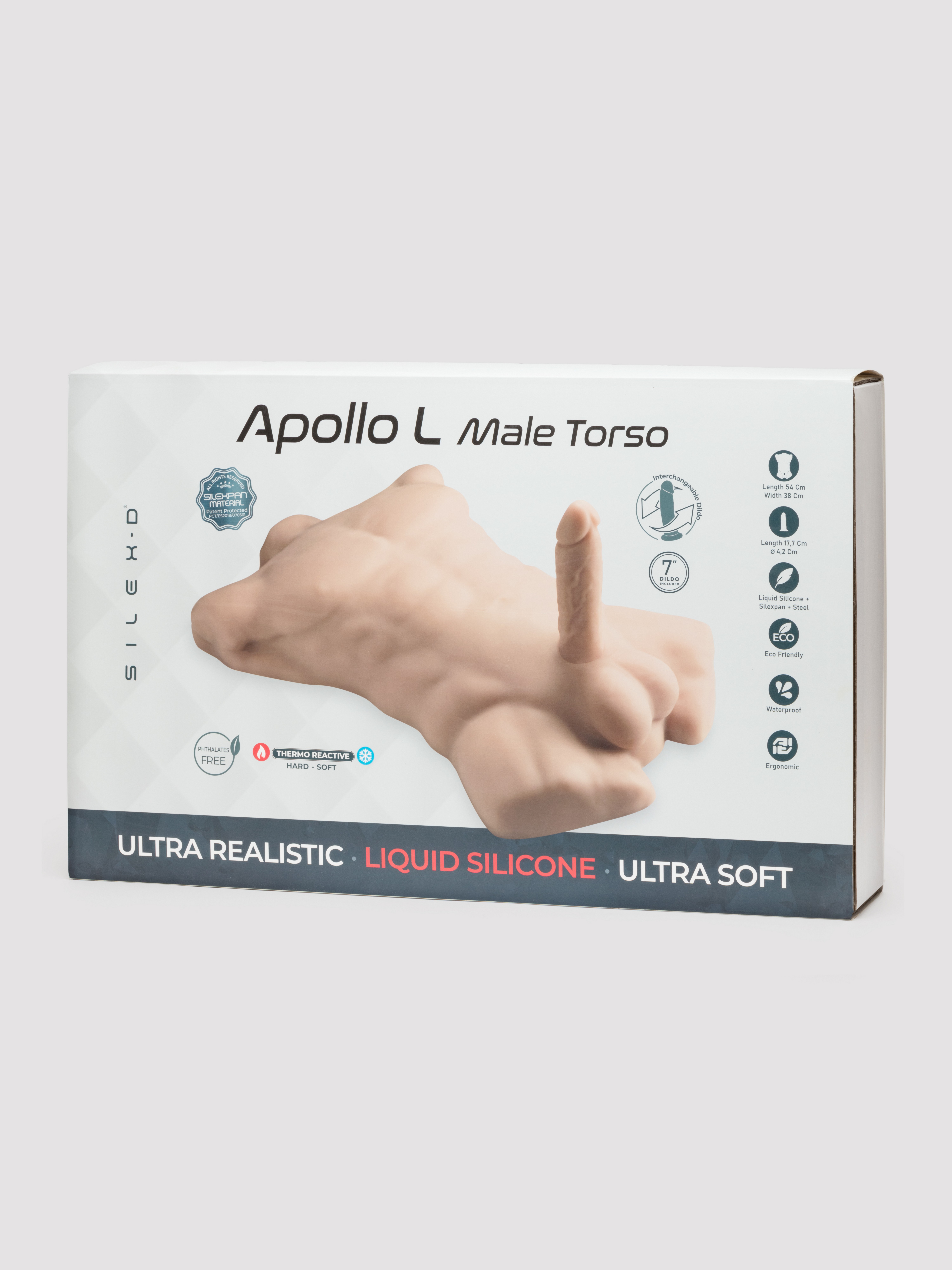 SILEX-D Apollo L Realistic Torso with Interchangeable Dildo 7Inch , Flesh Pink, hi-res