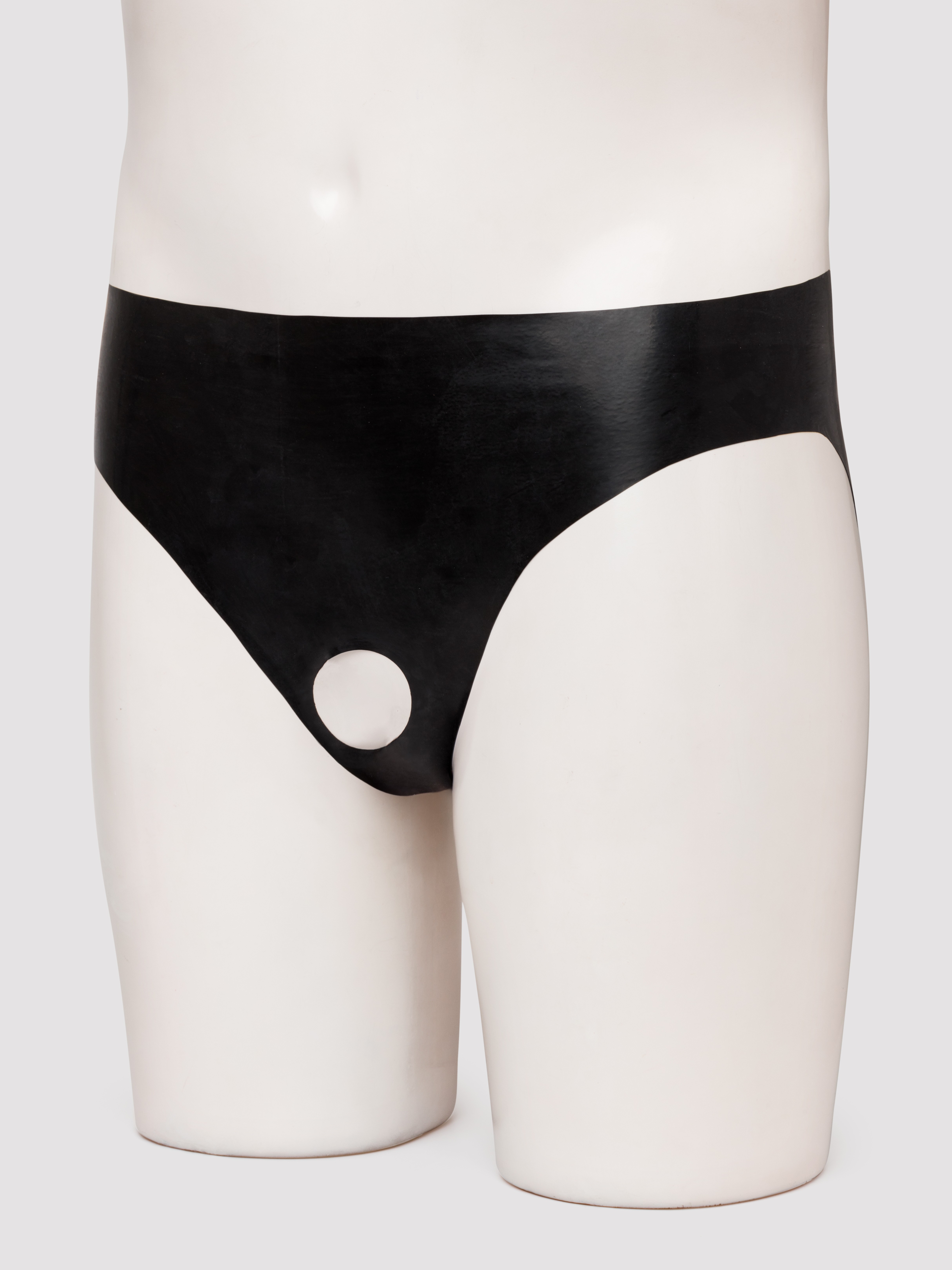 Latex Pants with Erection Opening, Black, hi-res