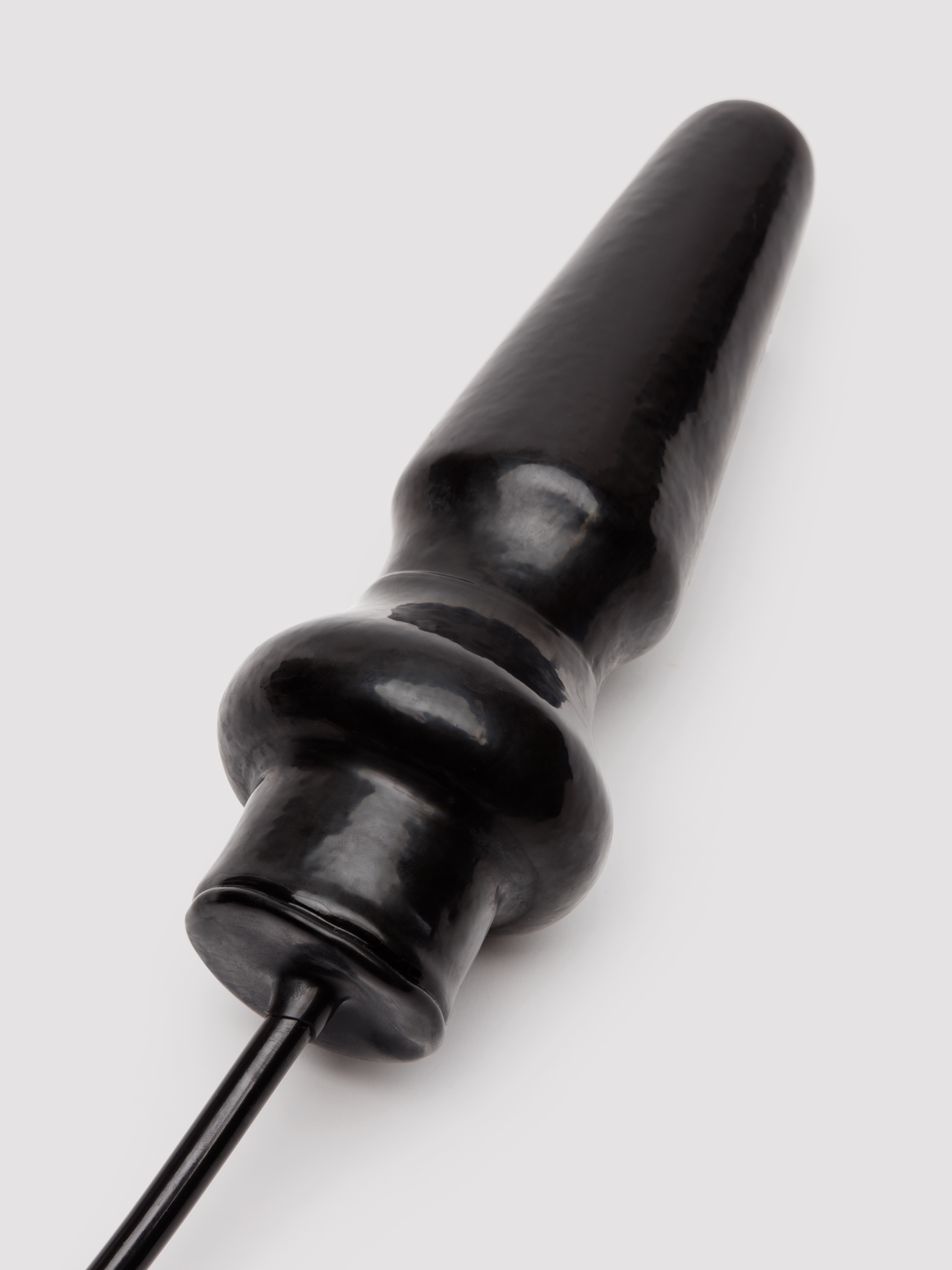Inflatable Latex Butt Plug, Black, hi-res