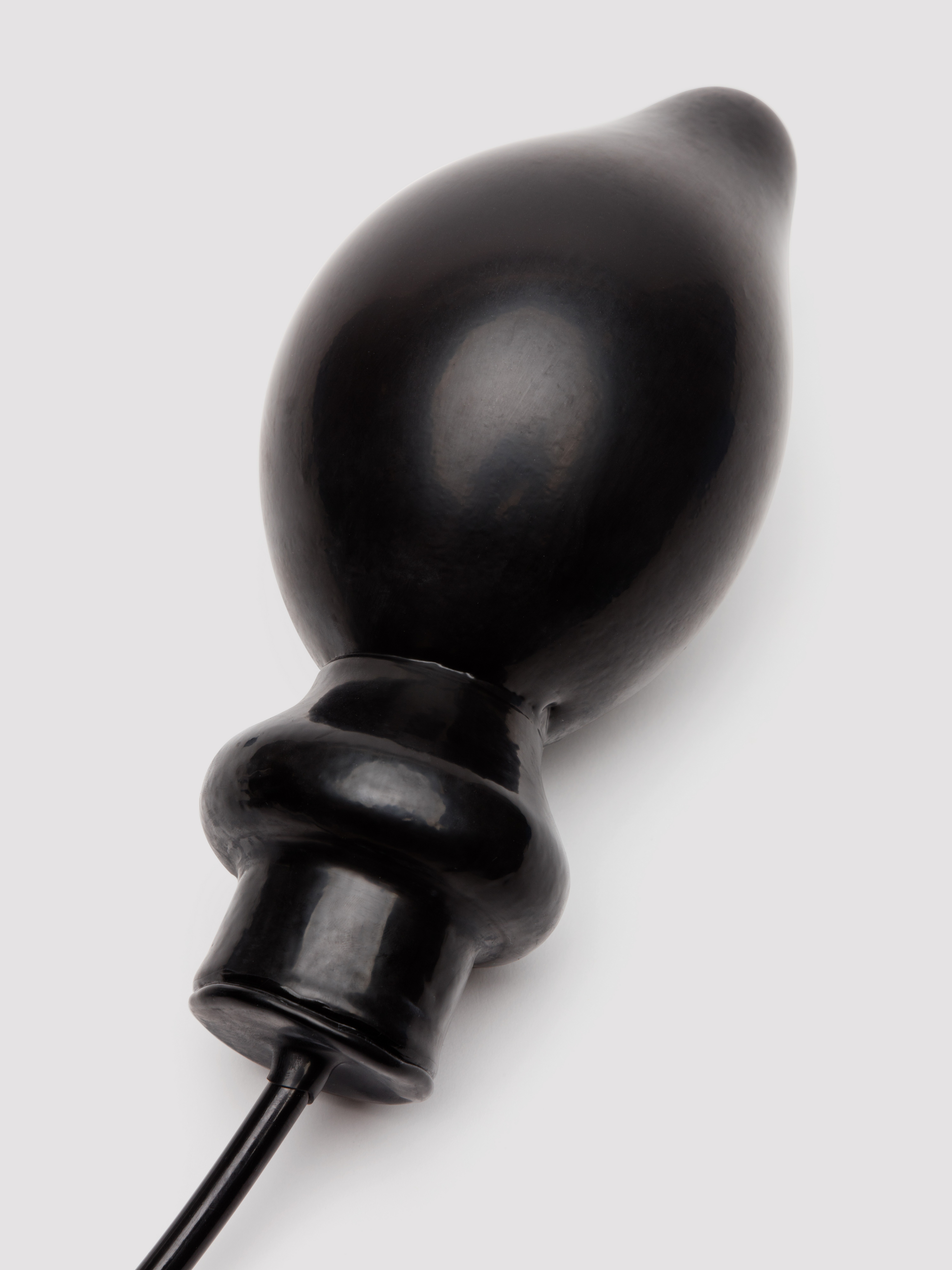 Inflatable Latex Butt Plug, Black, hi-res